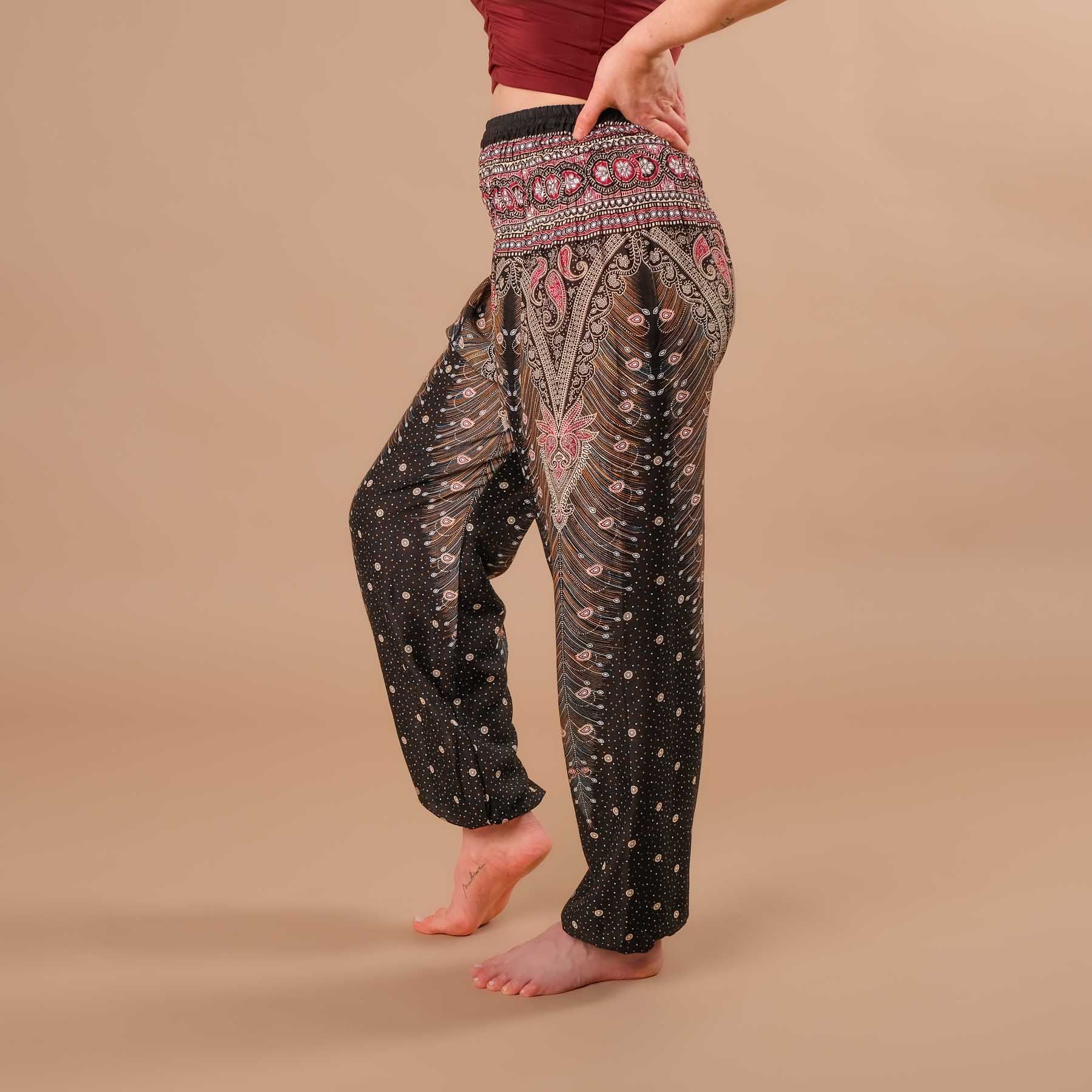 Pantalon de yoga harem Feather black-berry