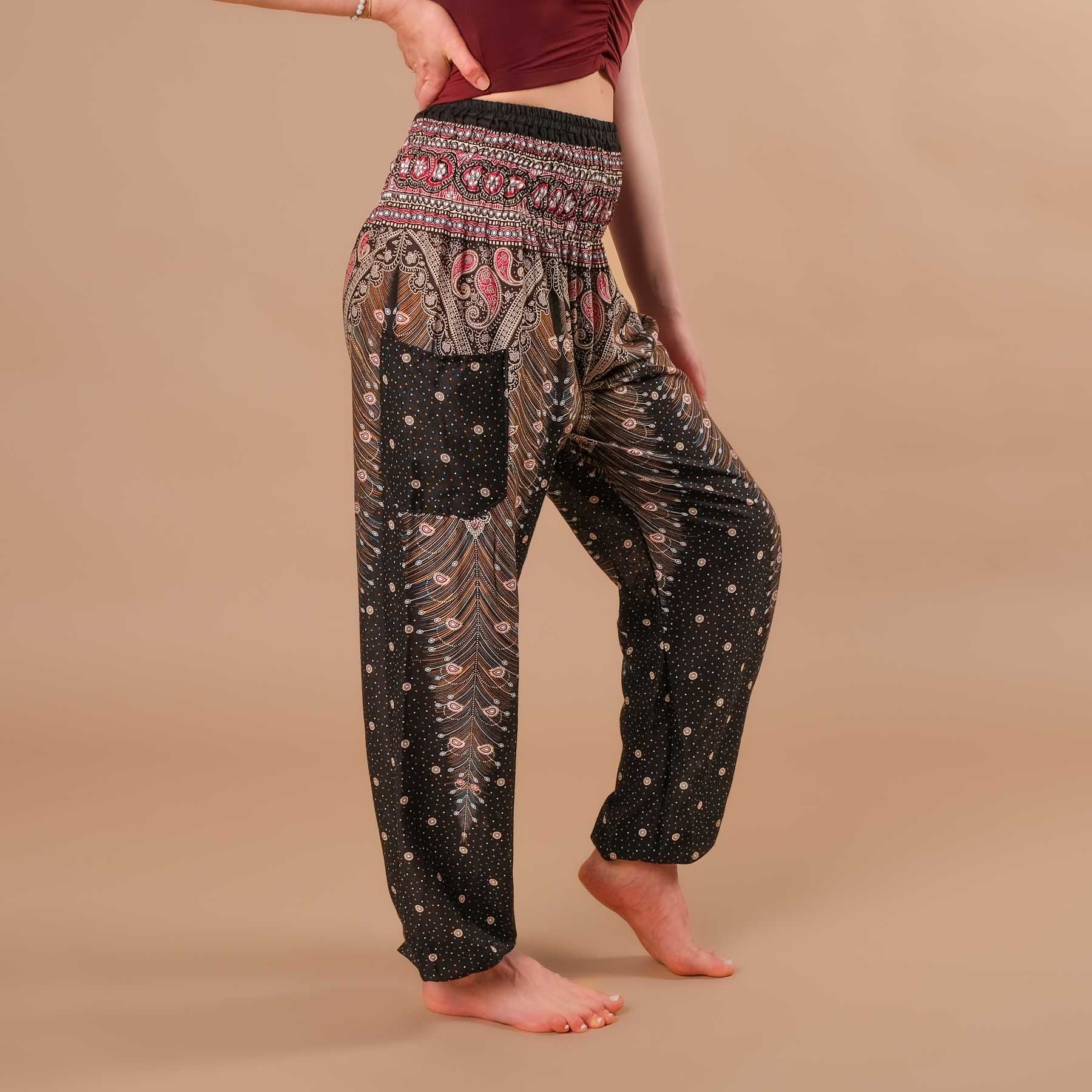 Pantalon de yoga harem Feather black-berry