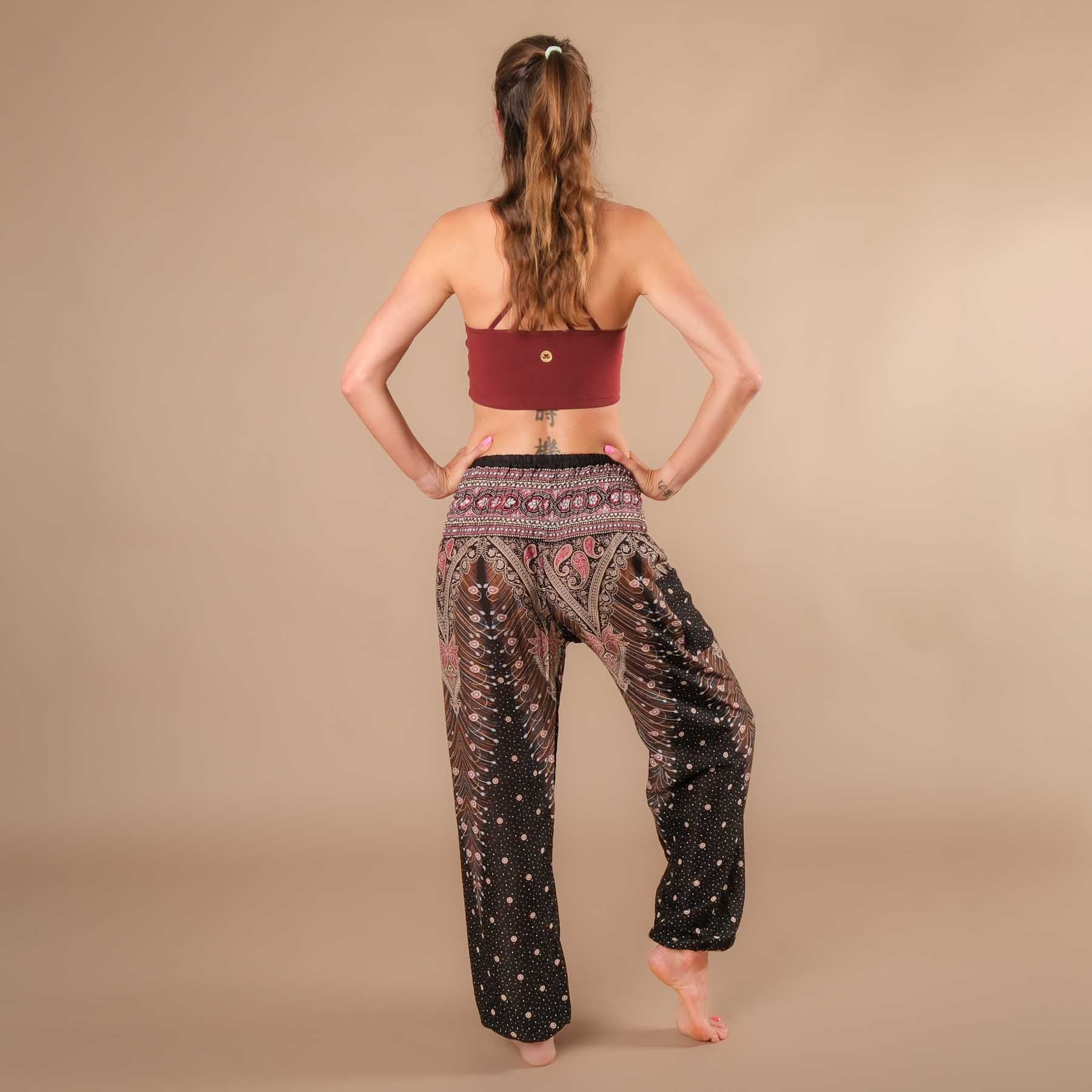 Pantalon de yoga harem Feather black-berry