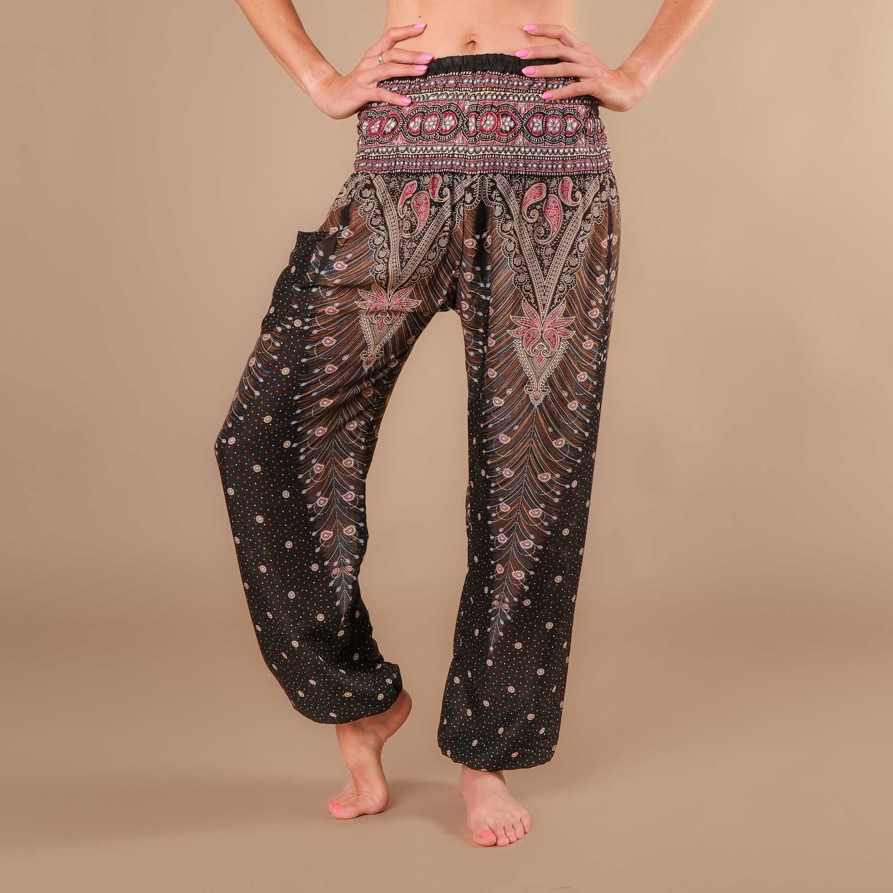 Pantalon de yoga harem Feather black-berry