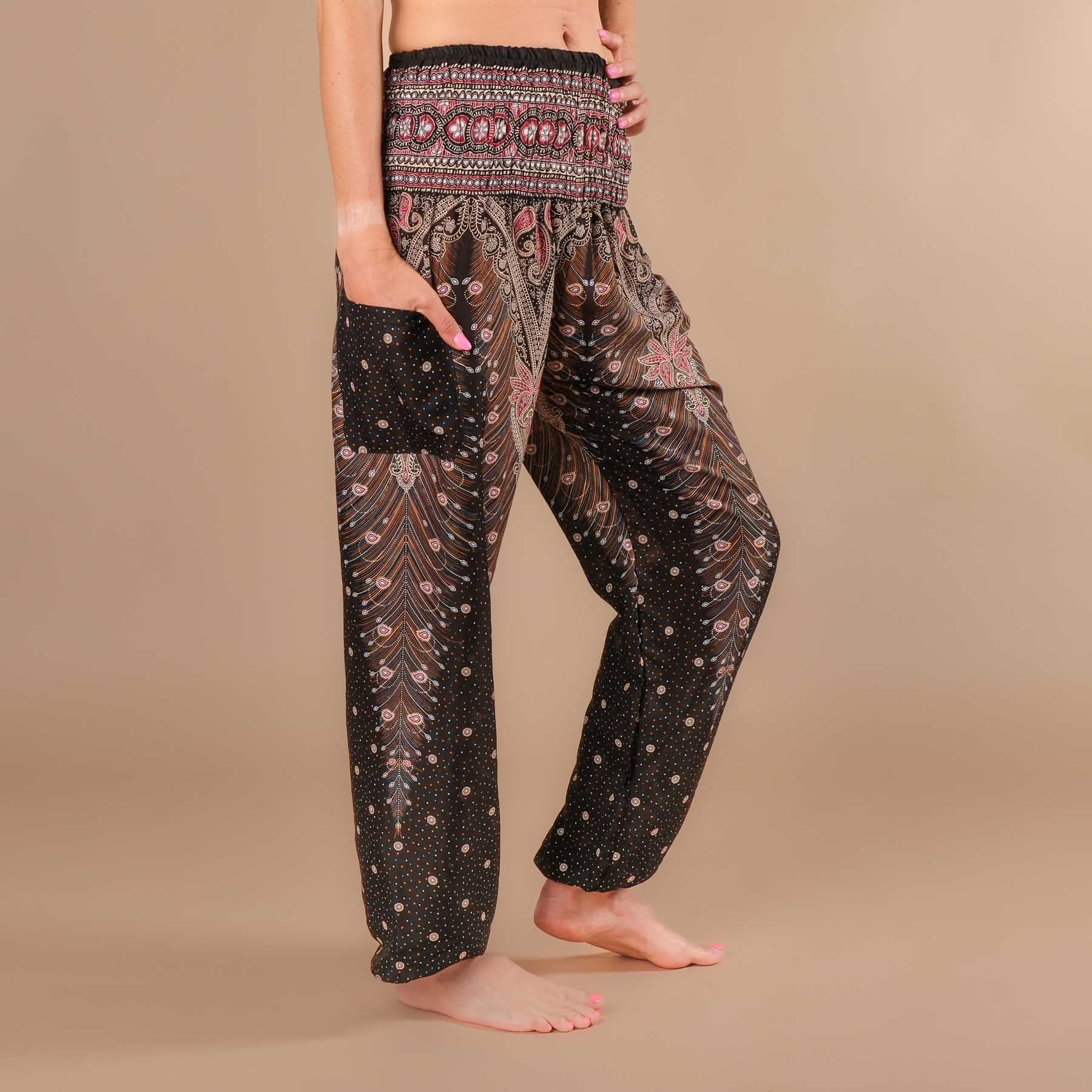 Pantalon de yoga harem Feather black-berry