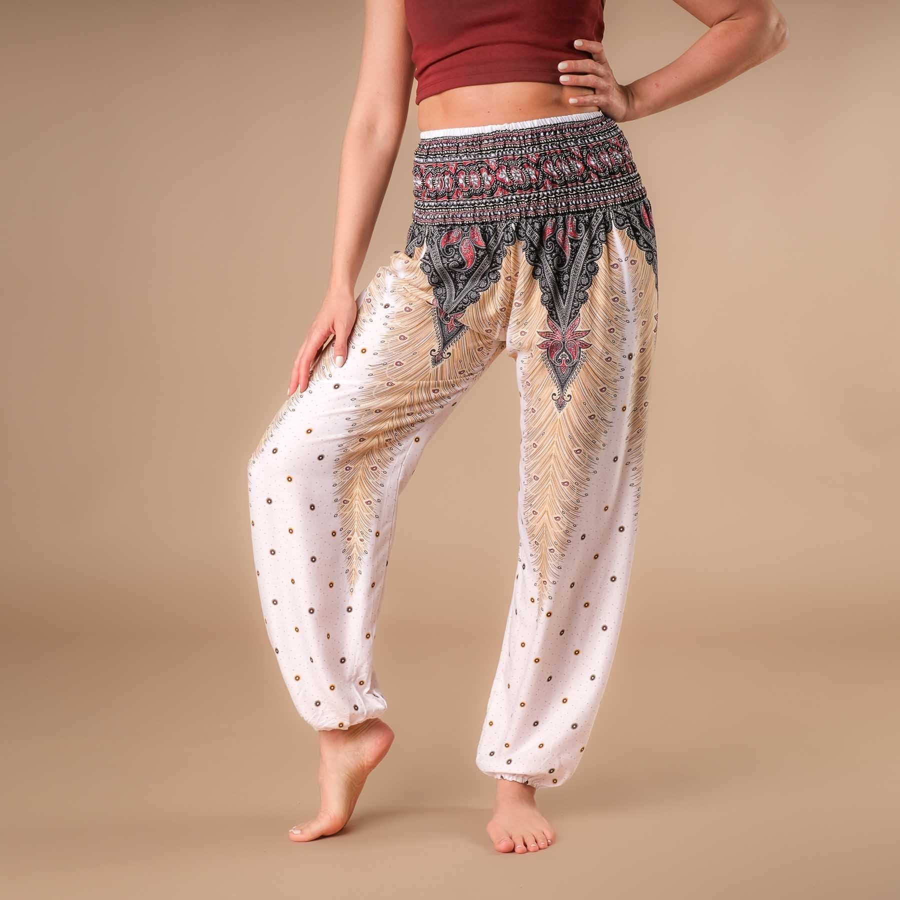 Pantalon de yoga harem Feather blanc