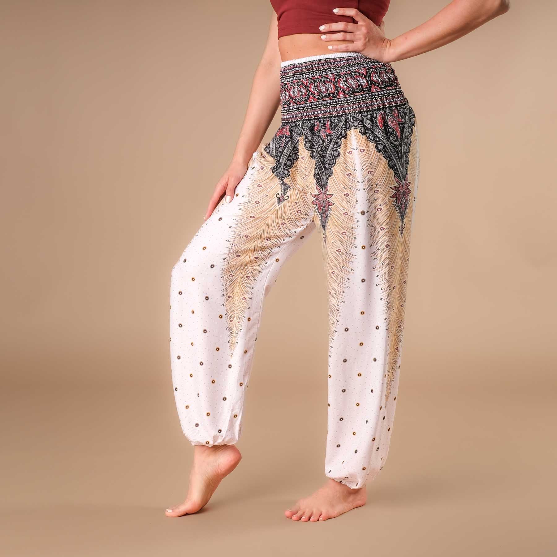 Pantalon de yoga harem Feather blanc