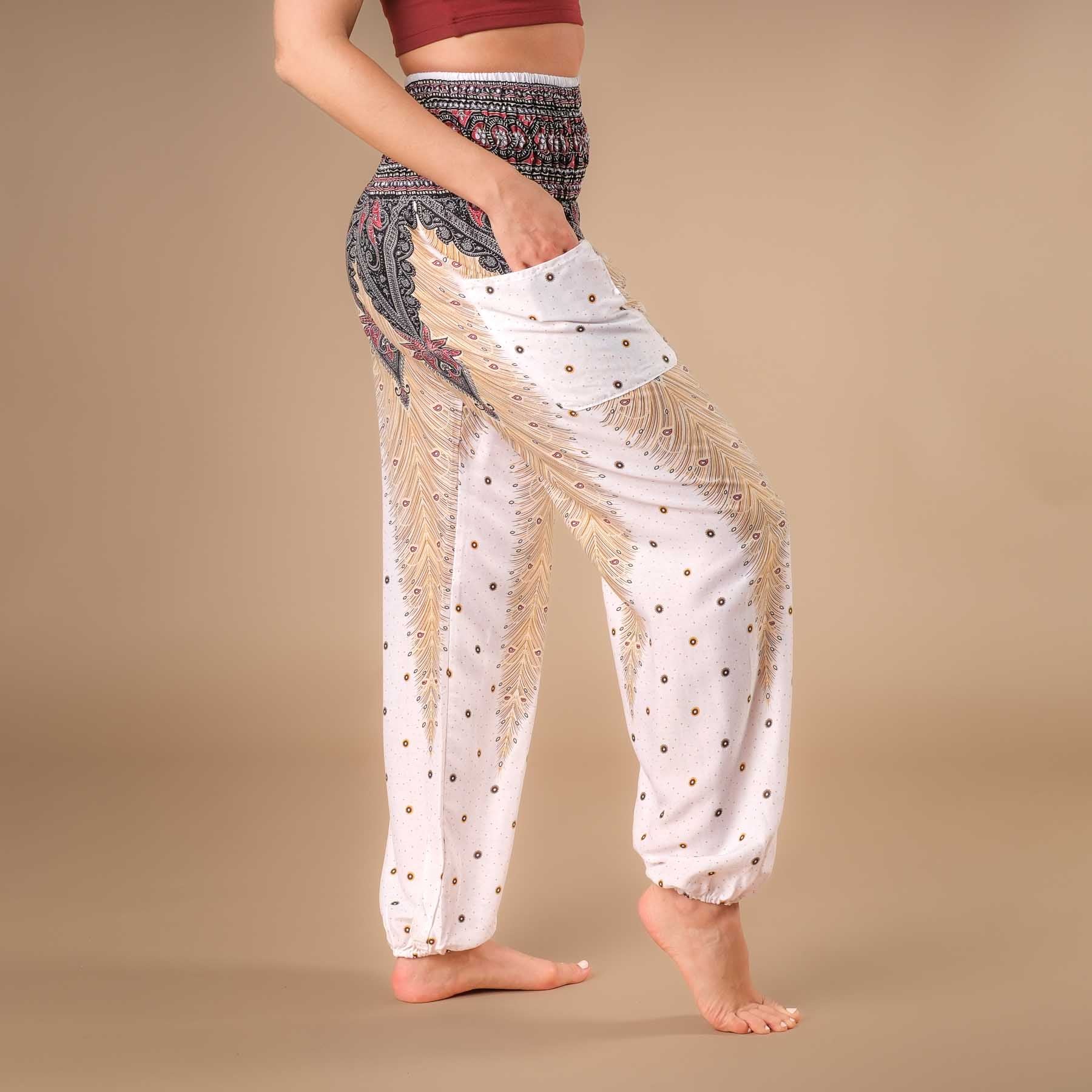 Pantalon de yoga harem Feather blanc