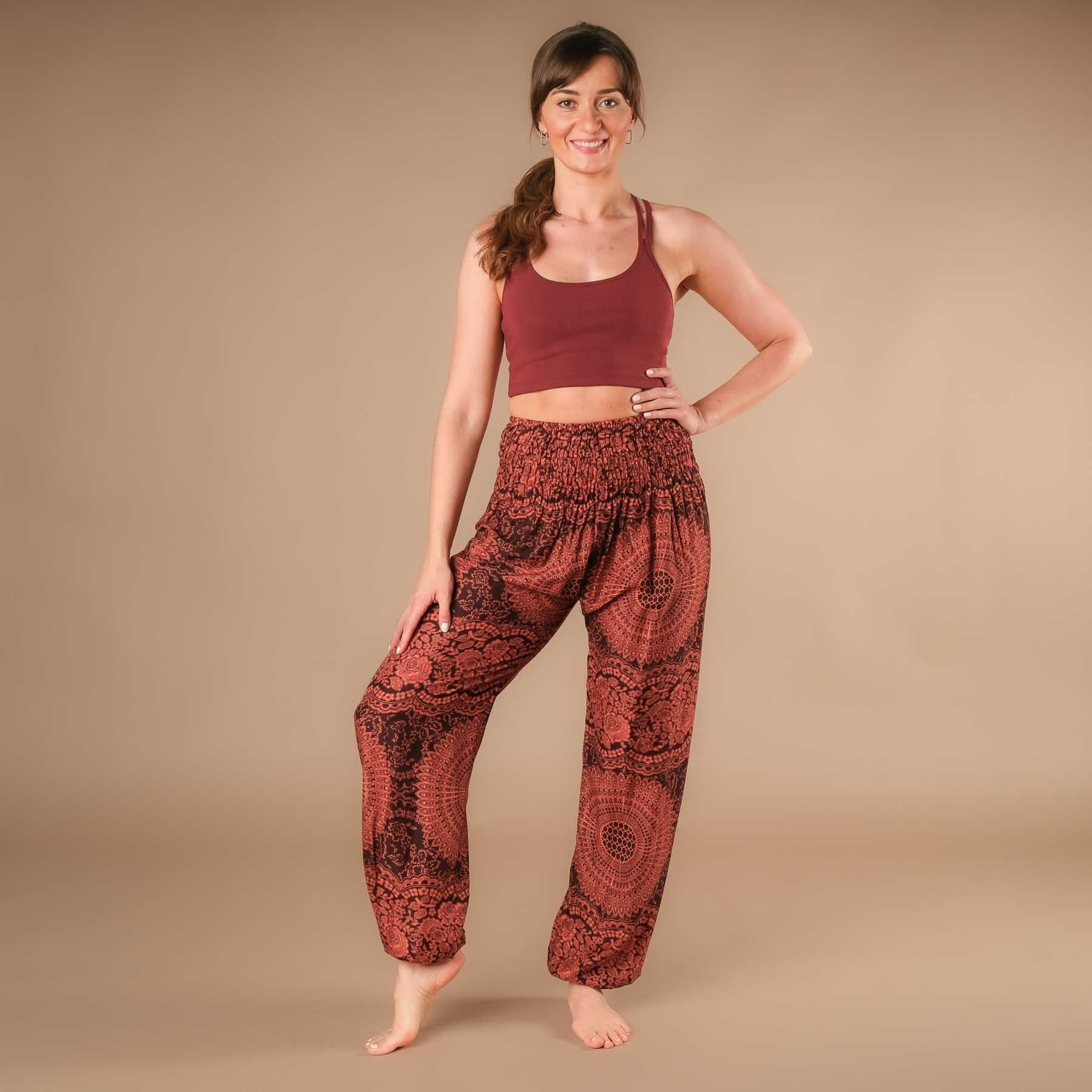 Pantalon de yoga harem Boho Pants Indian Summer brun rouille