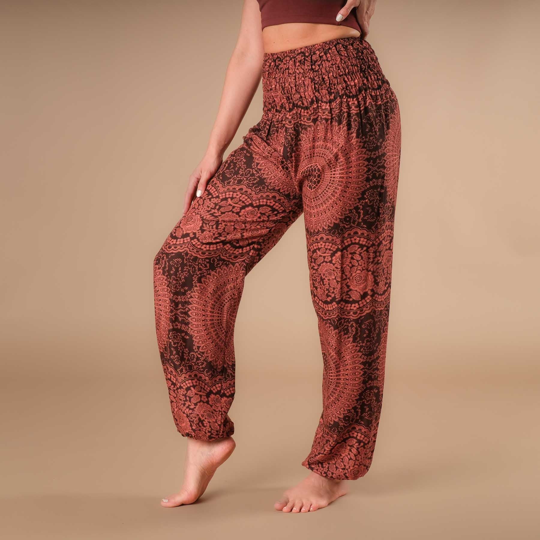 Pantalon de yoga harem Boho Pants Indian Summer brun rouille