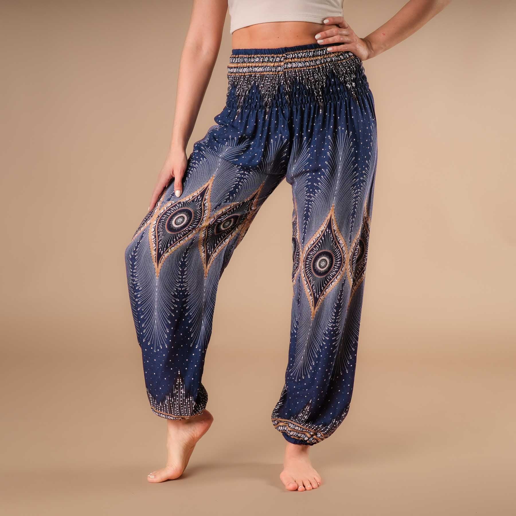 Pantalon de yoga harem Orient bleu marine