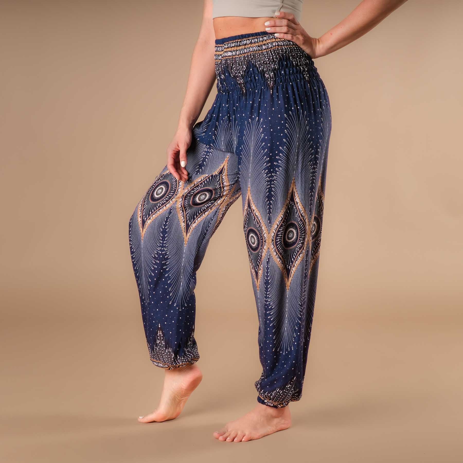 Pantalon de yoga harem Orient bleu marine