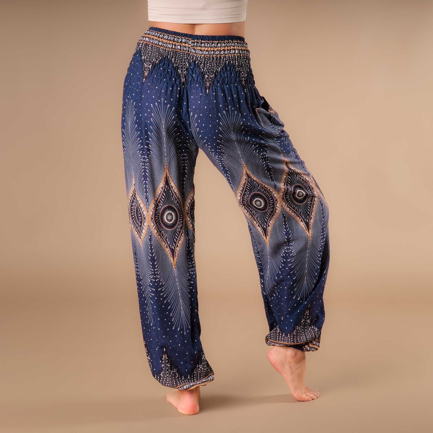 Pantalon de yoga harem Orient bleu marine