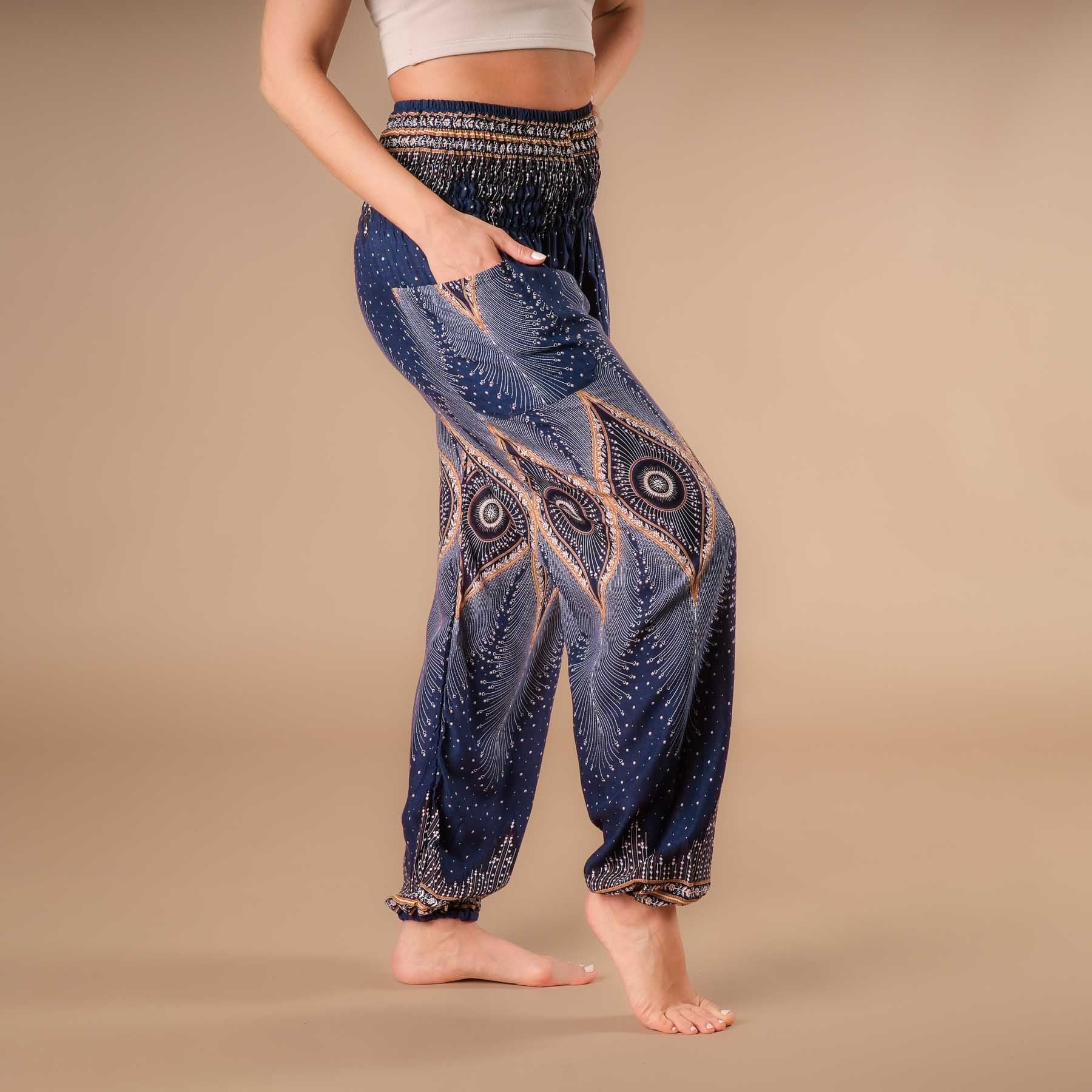 Pantalon de yoga harem Orient bleu marine