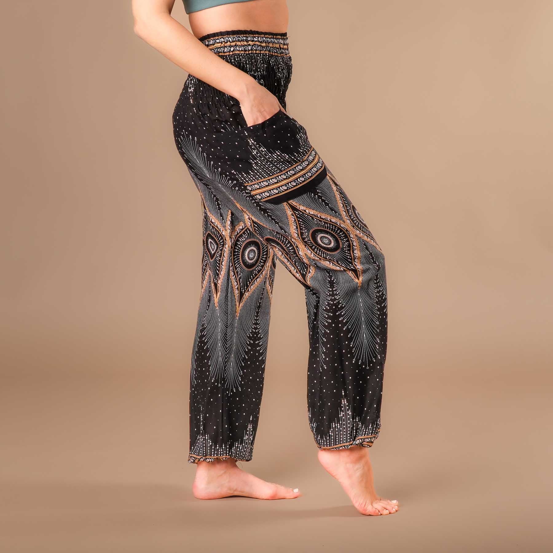 Pantalon de yoga harem Boho Pants Orient noir