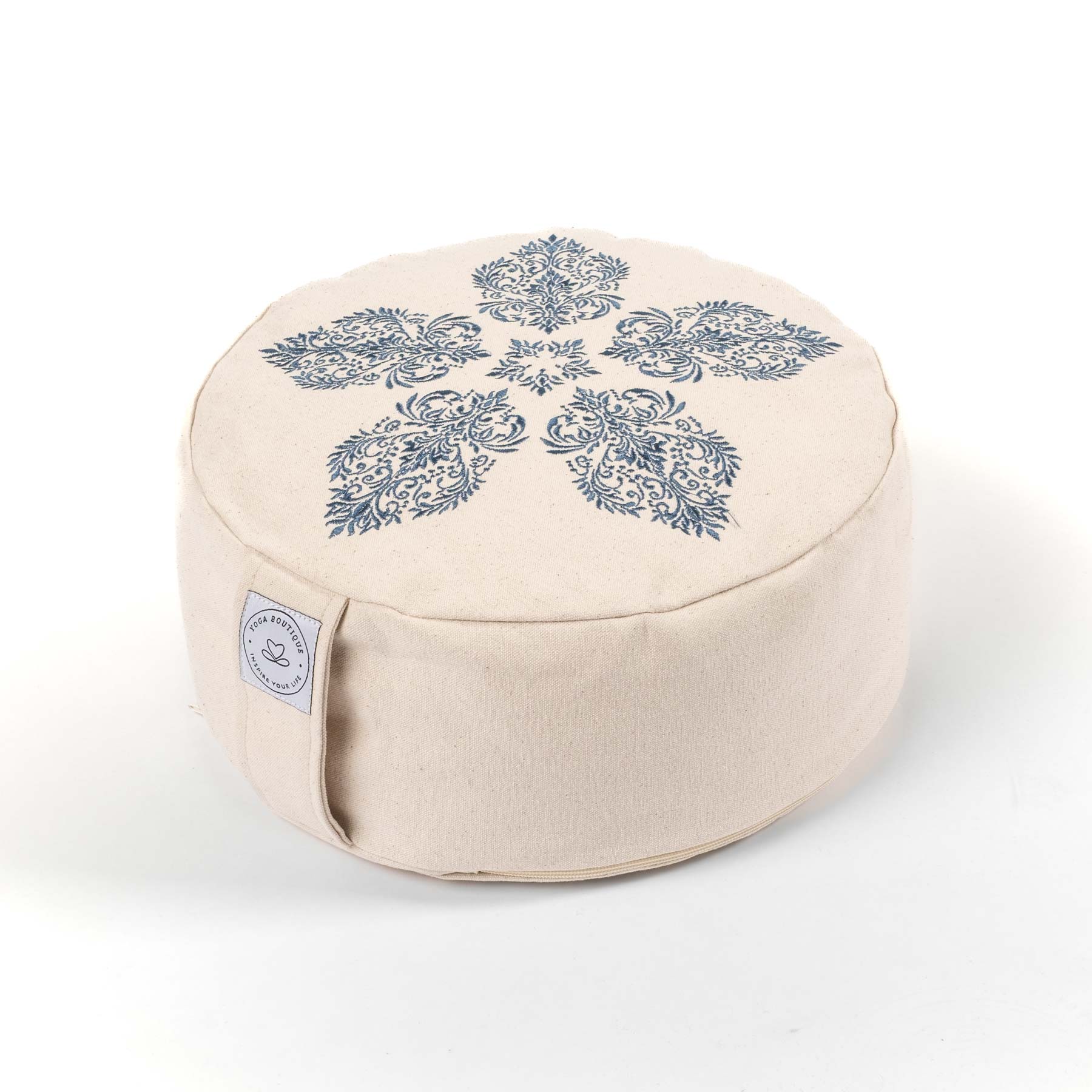 Coussin de méditation rond Fleur-de-Lys bleu