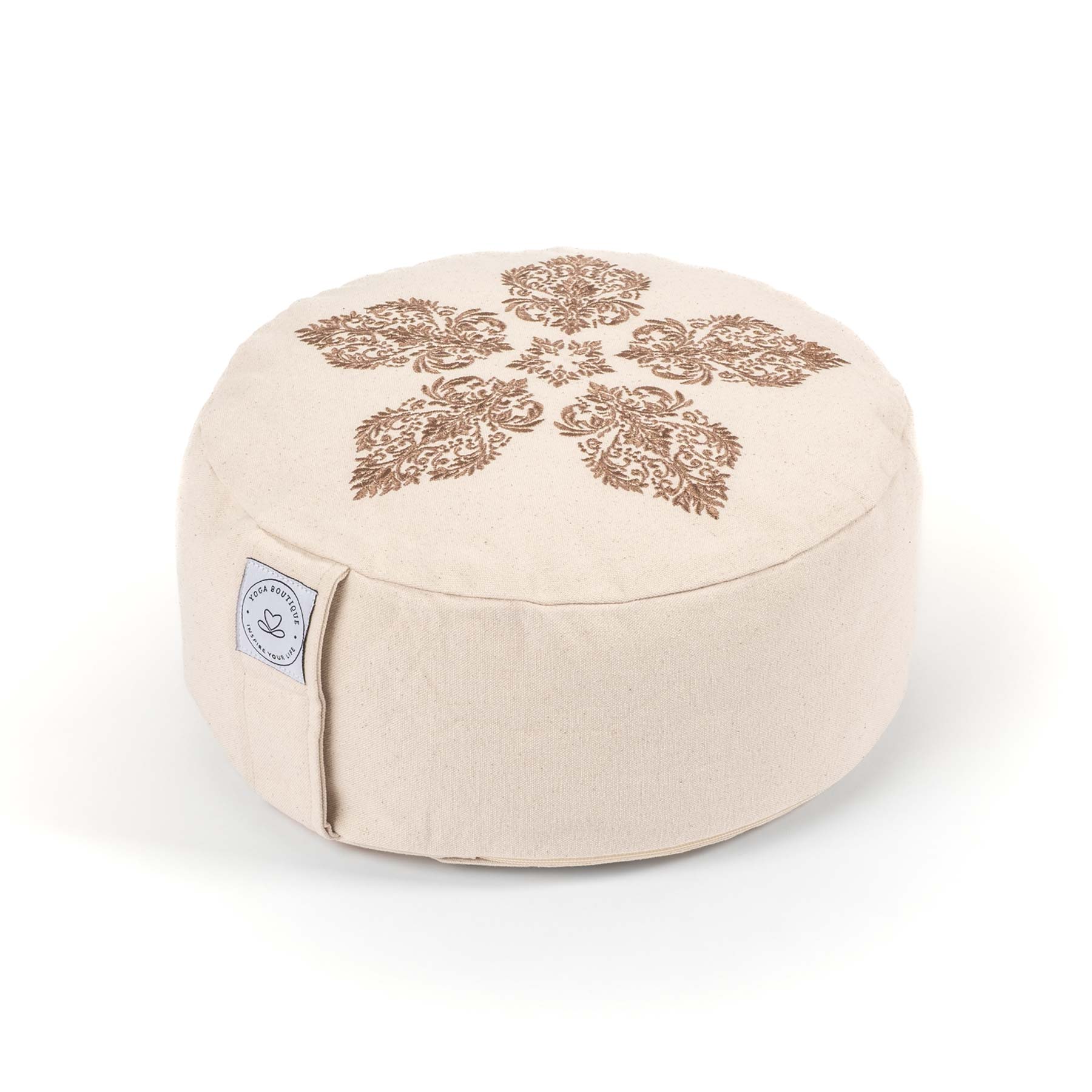 Coussin de méditation rond Fleur-de-Lys brun