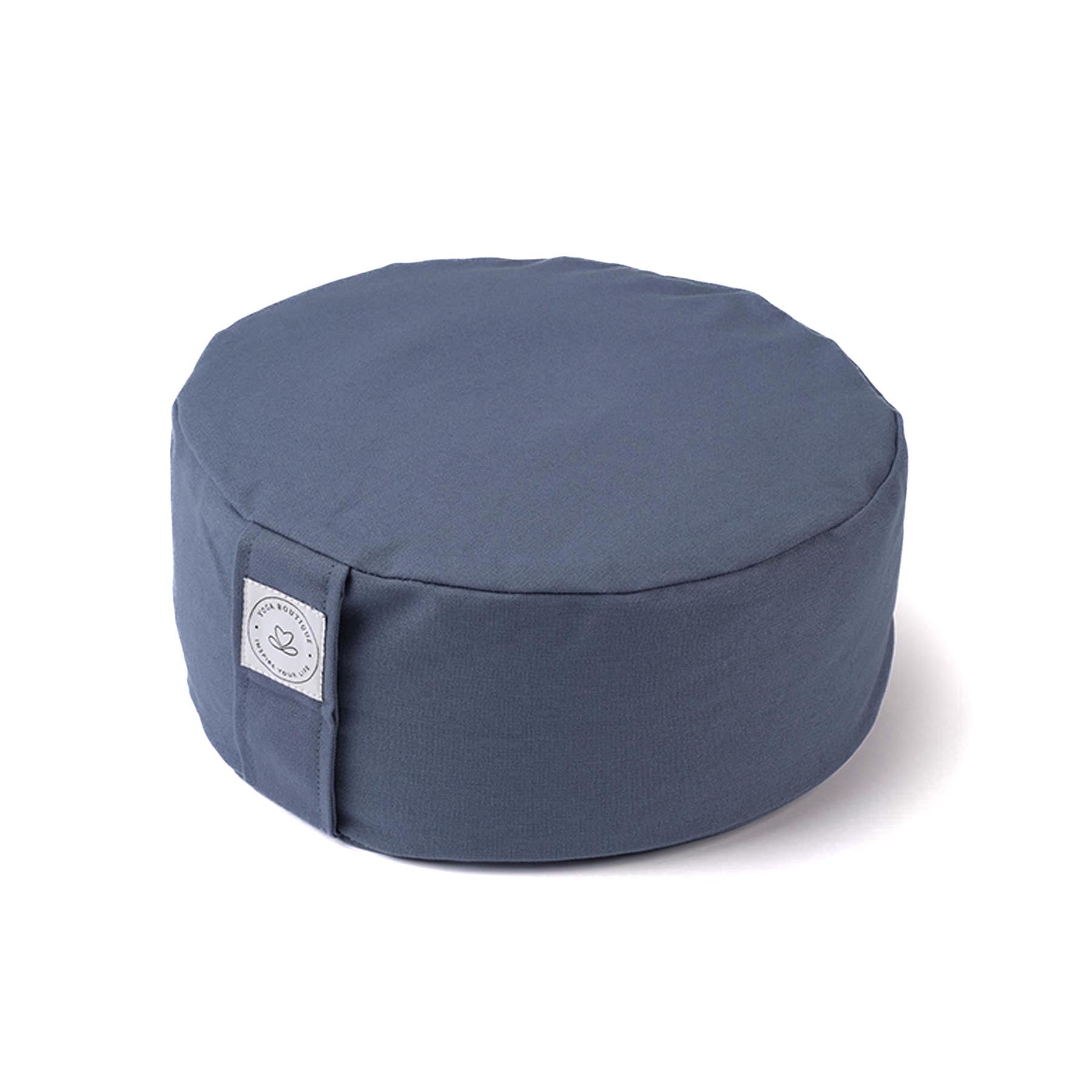 Coussin de méditation durable rond uni en coton bio blue-sky