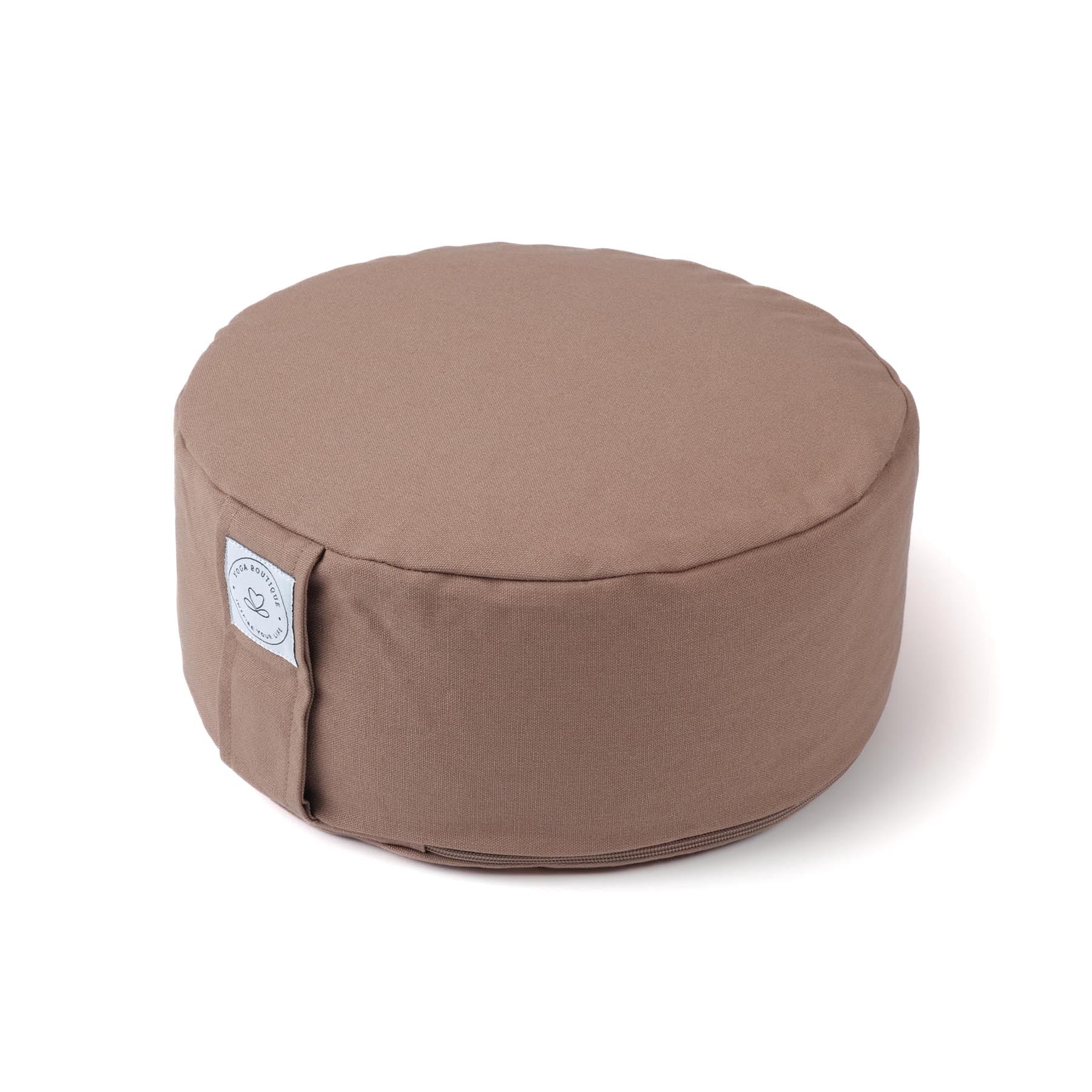 Coussin de méditation durable rond uni en coton bio brown-earth