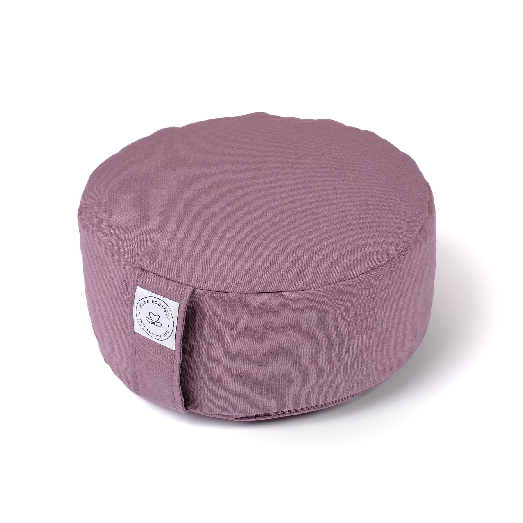 Coussin de méditation durable rond uni en coton bio lavande