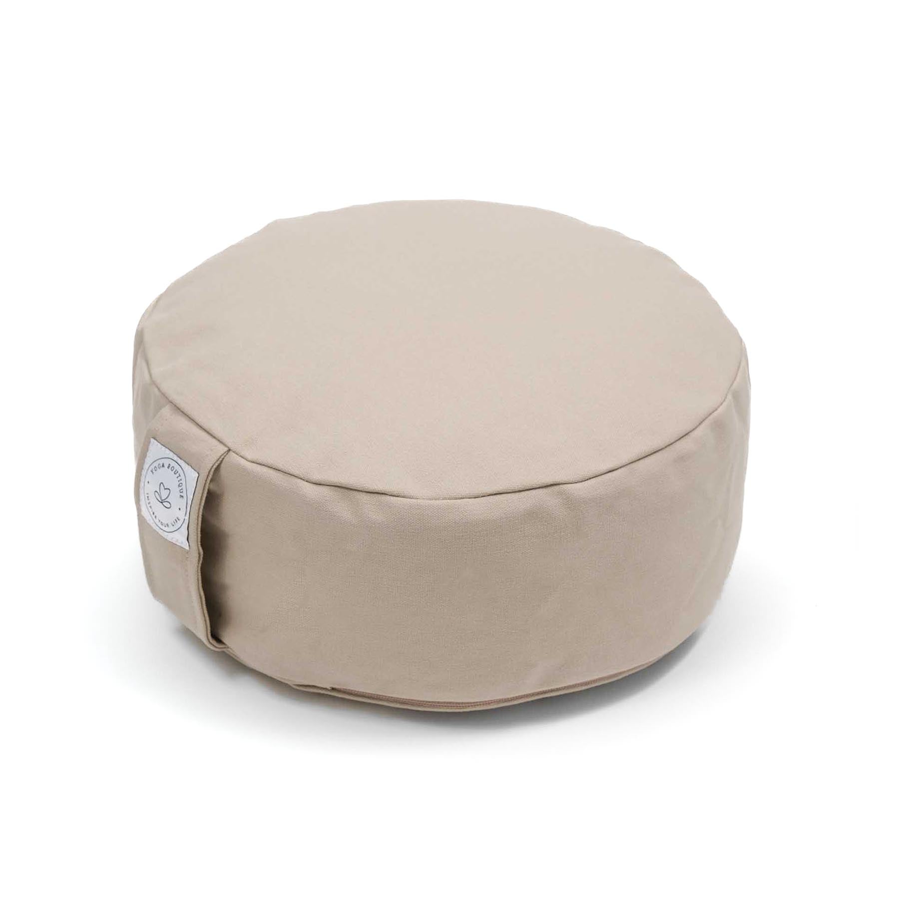 Coussin de méditation durable rond uni en coton bio sable