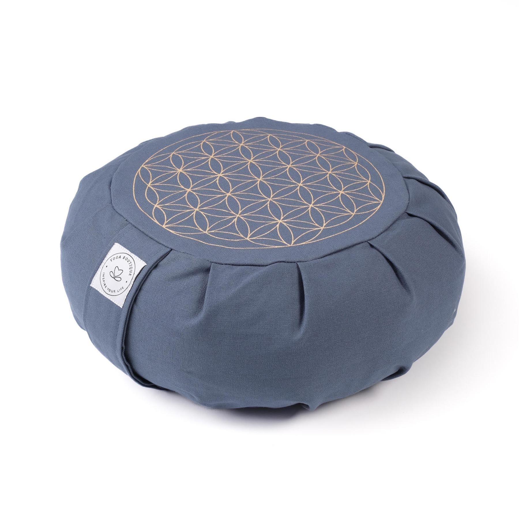 Coussin de méditation Zafu Fleur de vie blue-sky