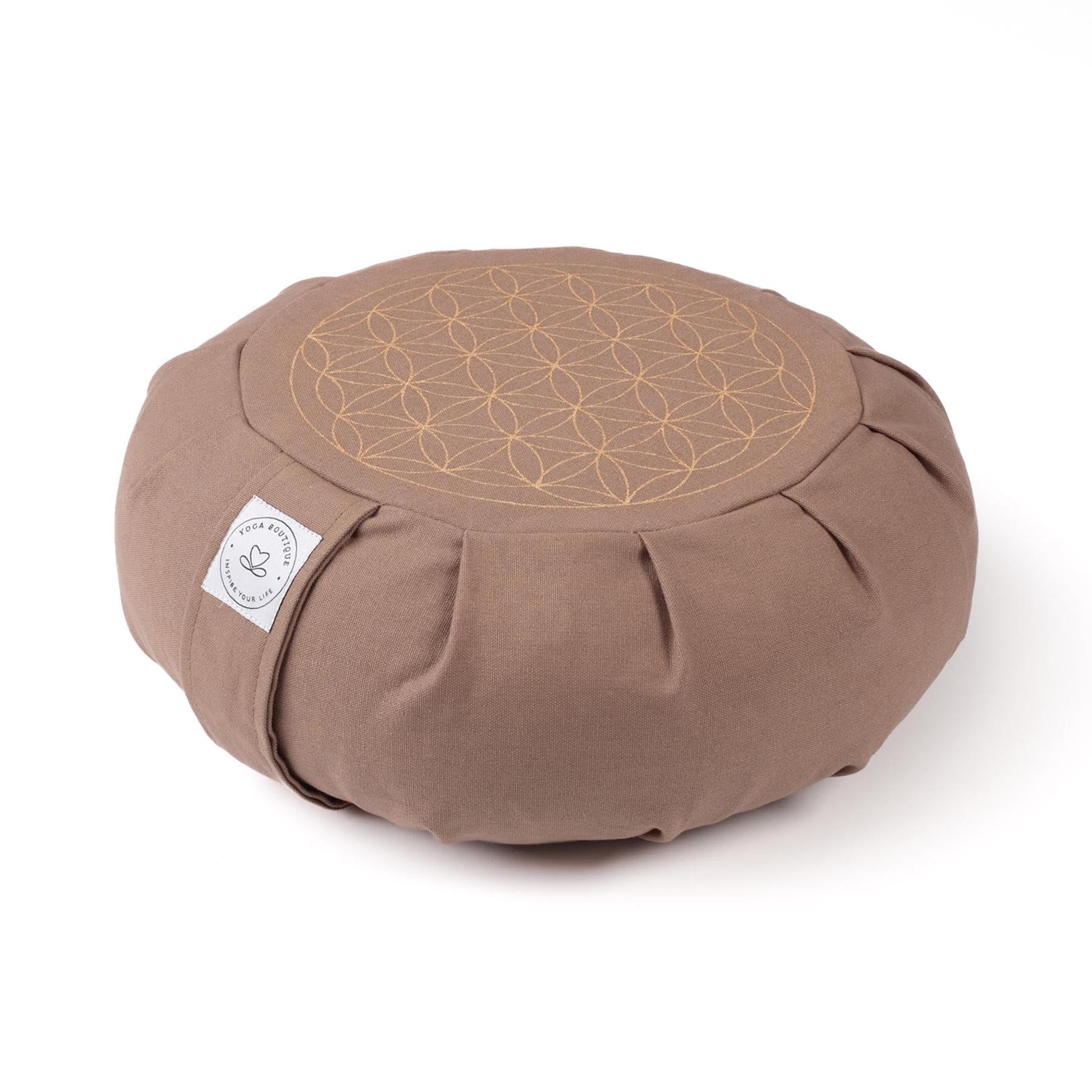 Coussin de méditation Zafu Fleur de vie brown-earth