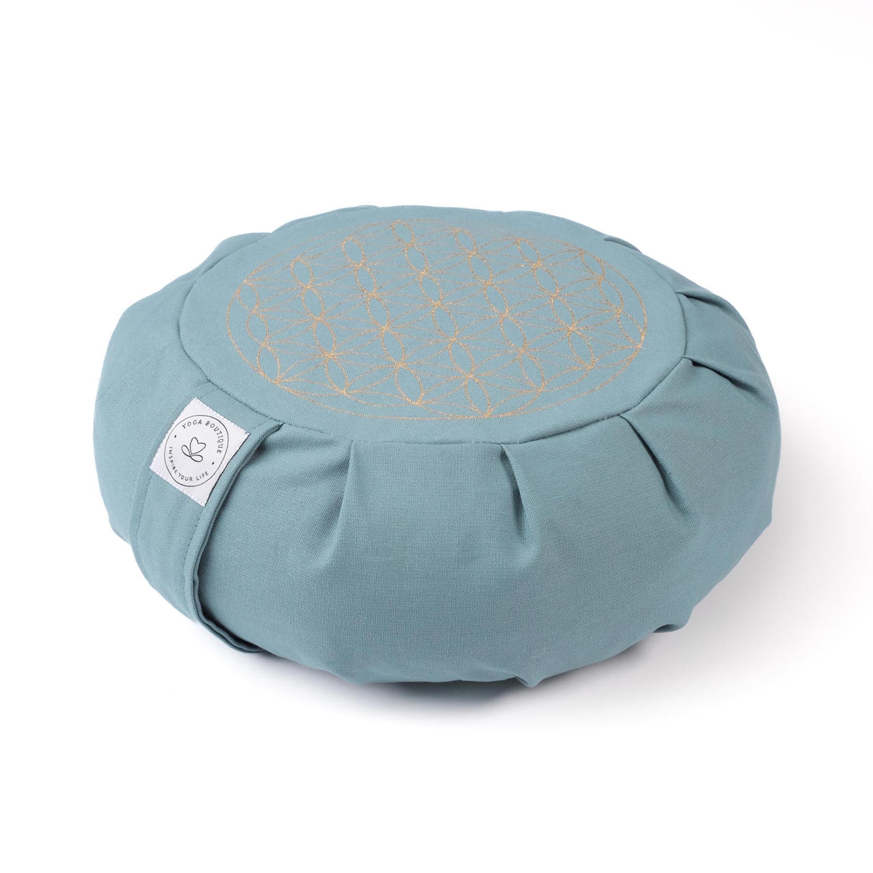 Coussin de méditation Zafu Fleur de vie green-water