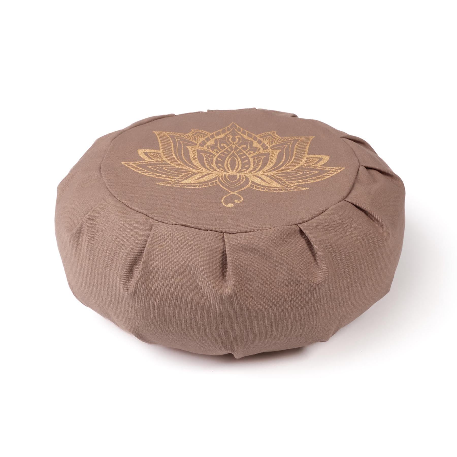 Coussin de méditation Zafu Lotus gold Print coton durable brown-earth