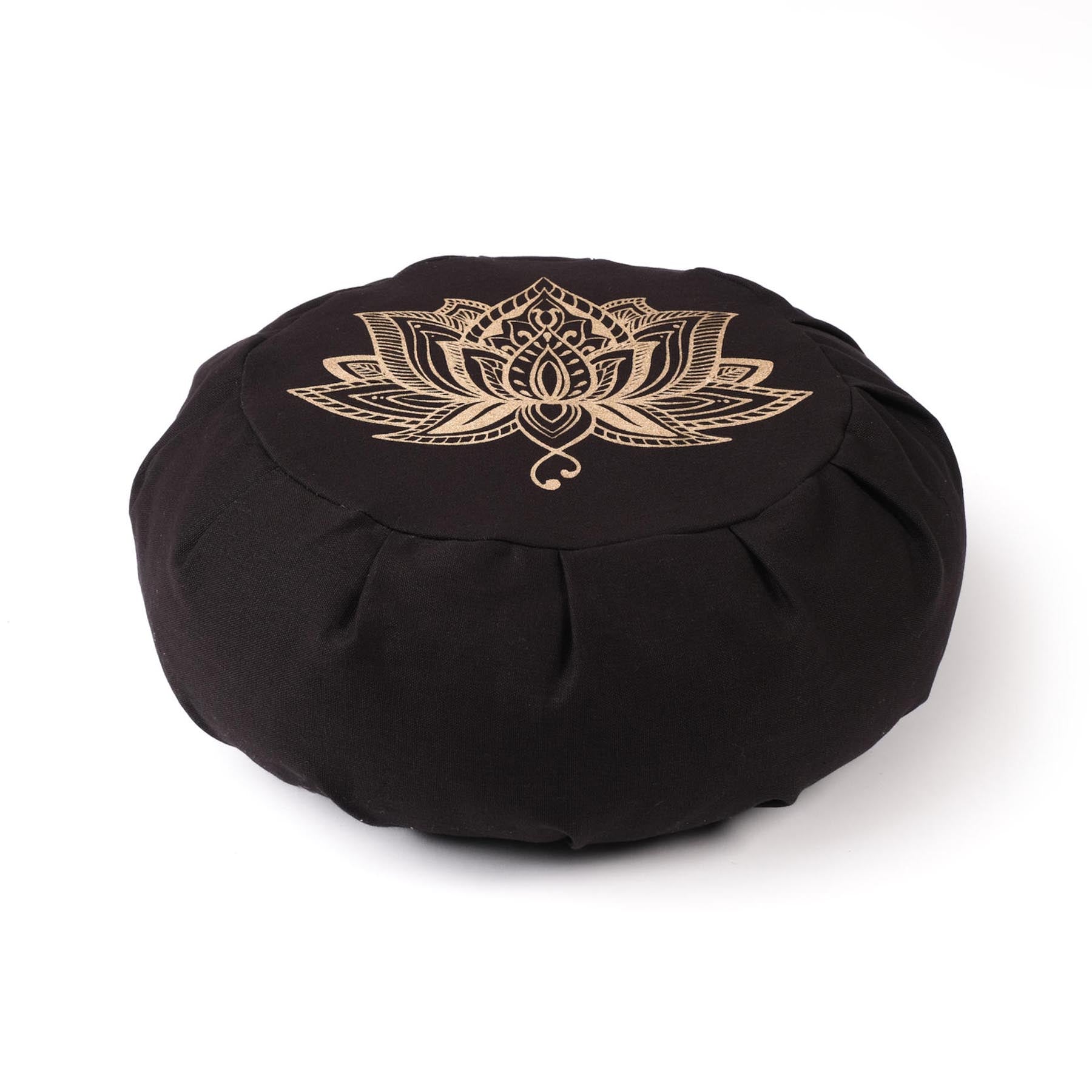 Coussin de méditation Zafu Lotus gold Print coton durable noir