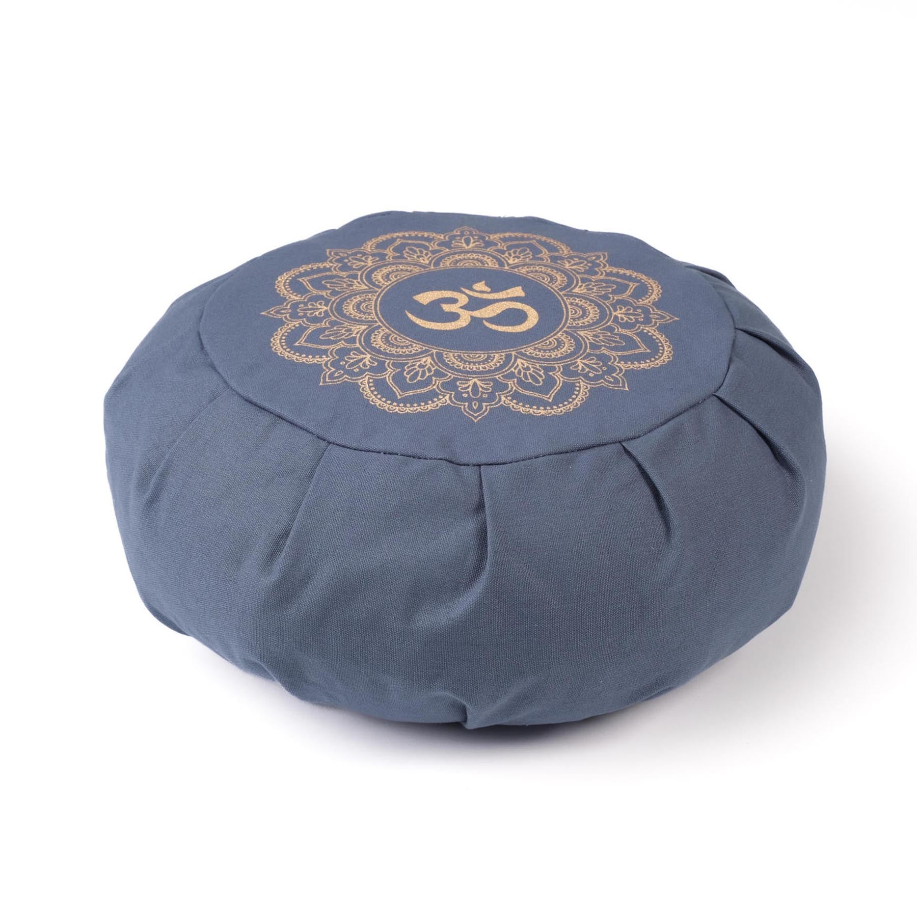 Coussin de méditation Zafu en coton bio avec imprimé doré Mandala OM blue-sky