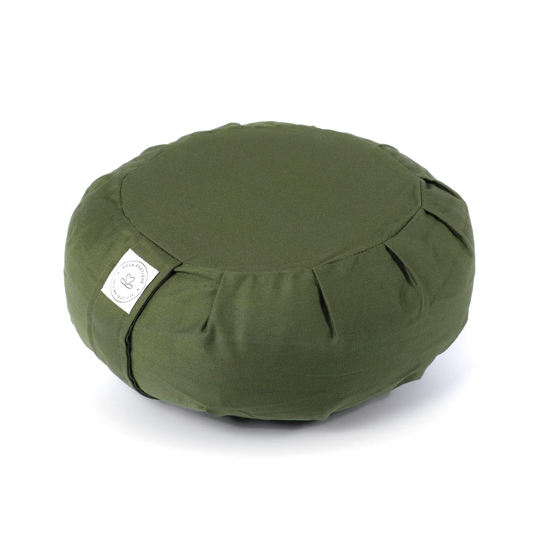 Coussin de méditation Zafu uni en coton bio olive vert