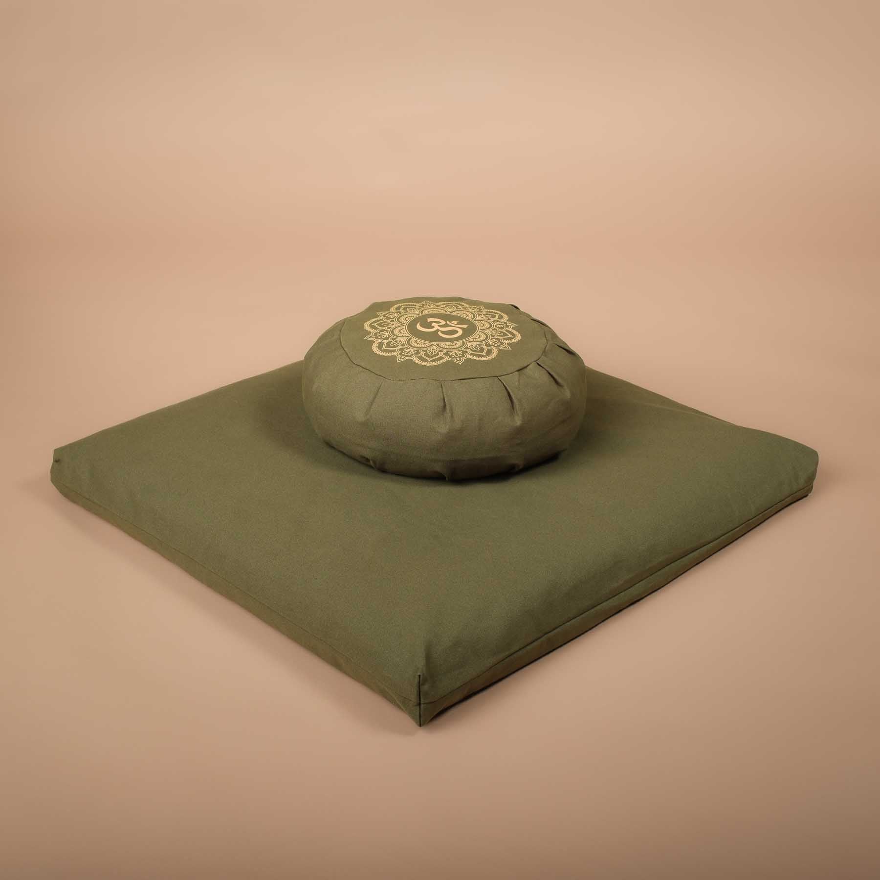 Tapis de méditation Zabuton Tapis de méditation coton olive vert