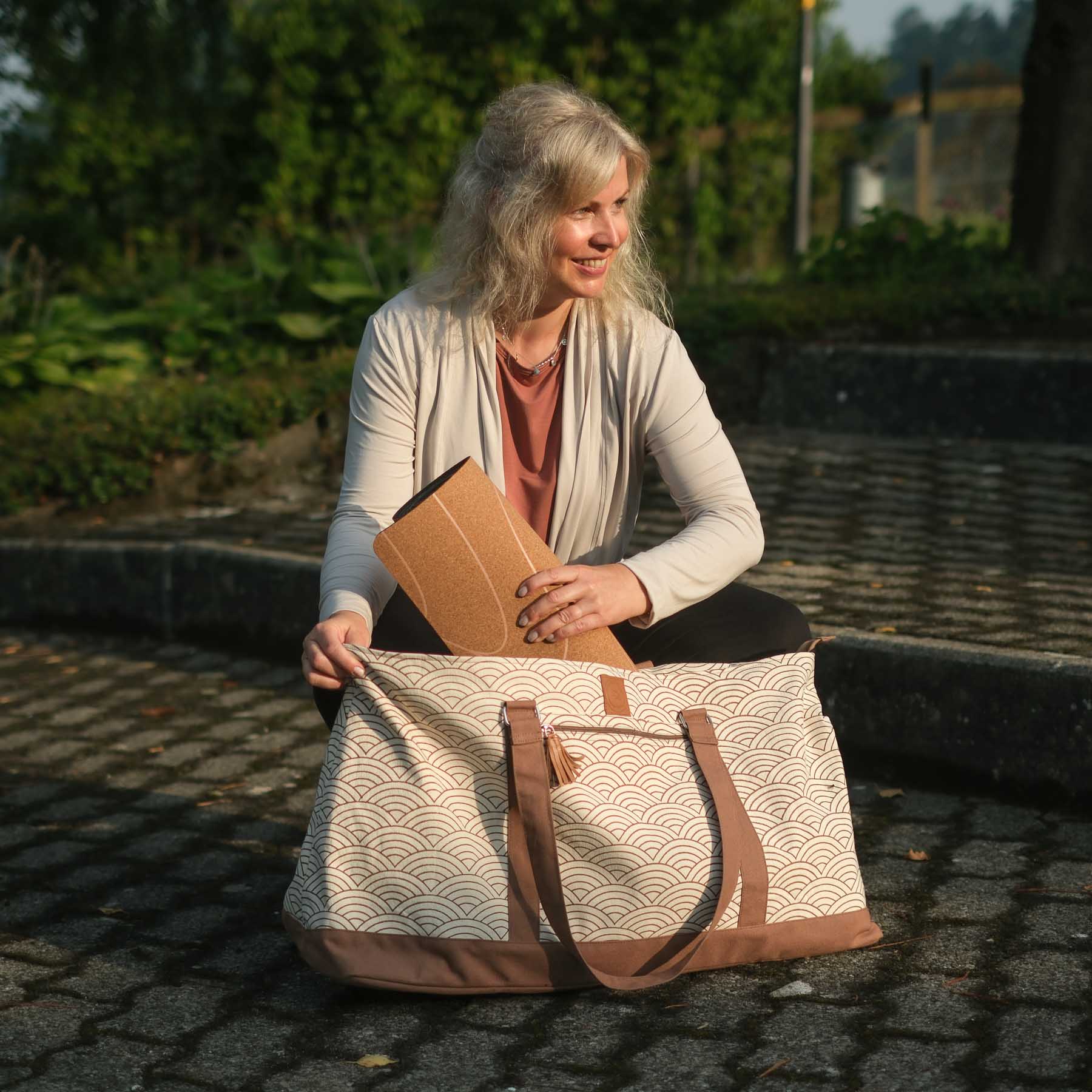 Grand sac de yoga - Sac de voyage Waves brown-earth
