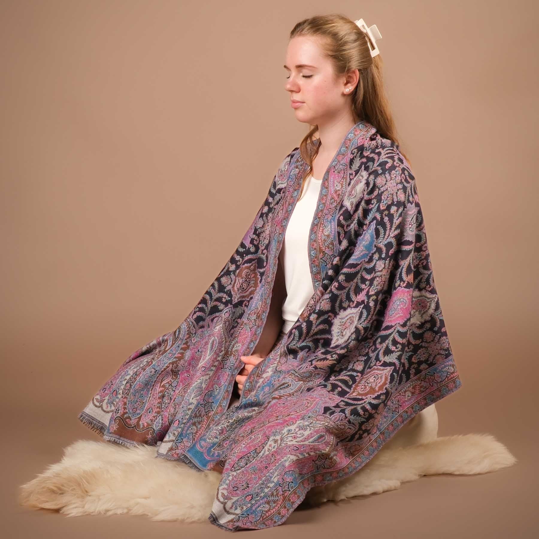 Châle de méditation Kani laine/coton Ananda