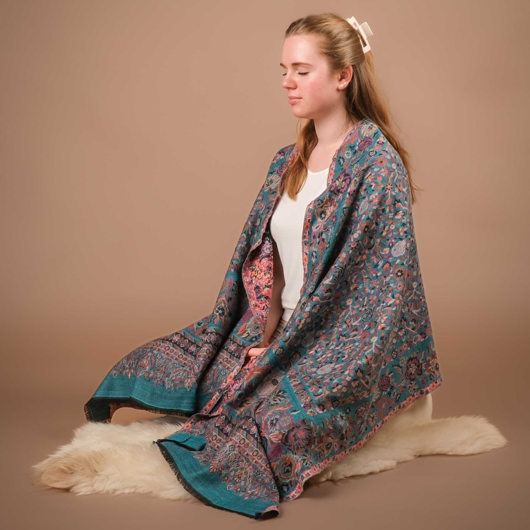 Châle de méditation Kani laine/coton Arielle