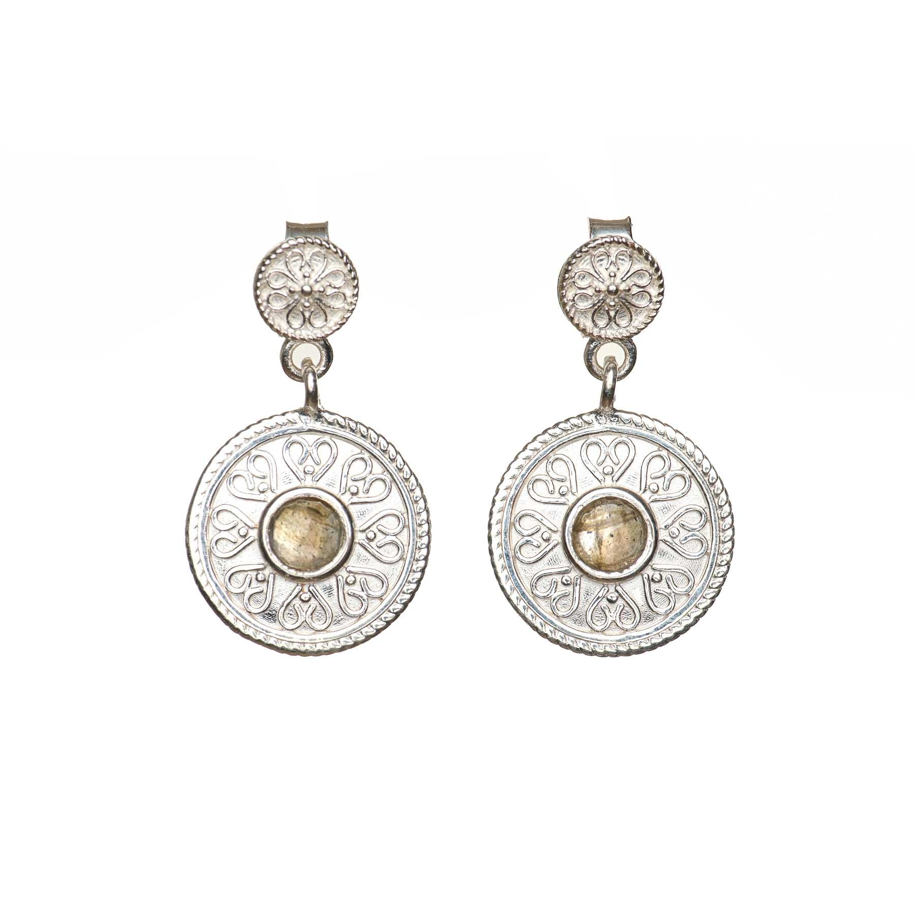 Boucles d'oreilles Mandala Love avec labradorite argentée