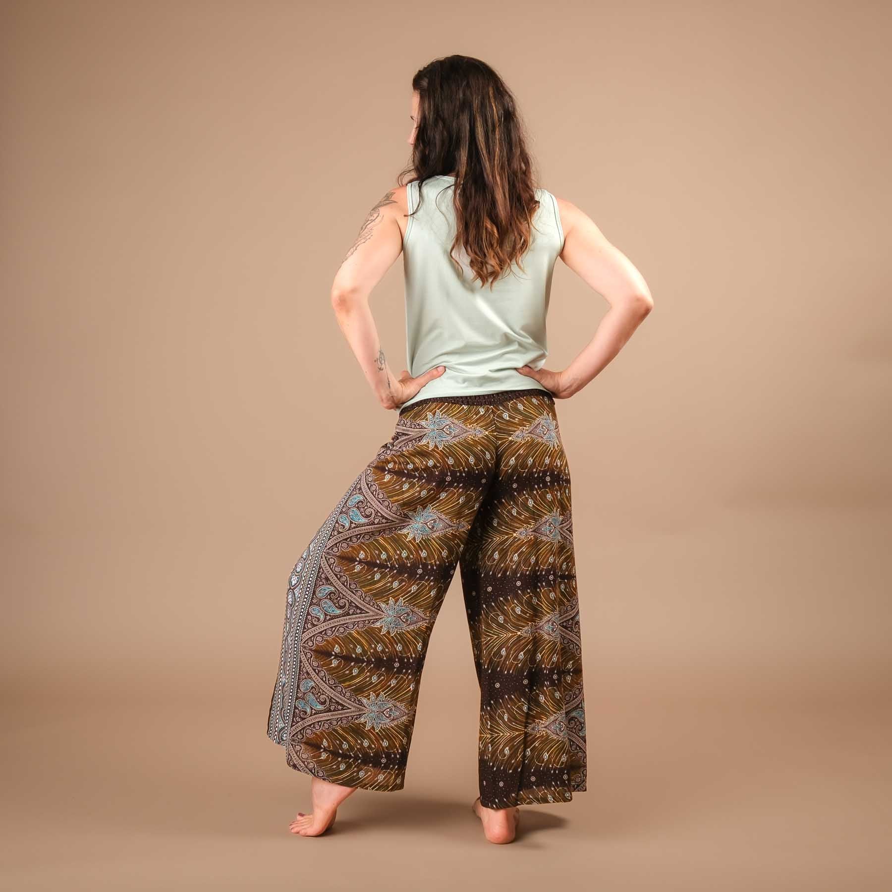 Pantalon palazzo marlène Feather marron