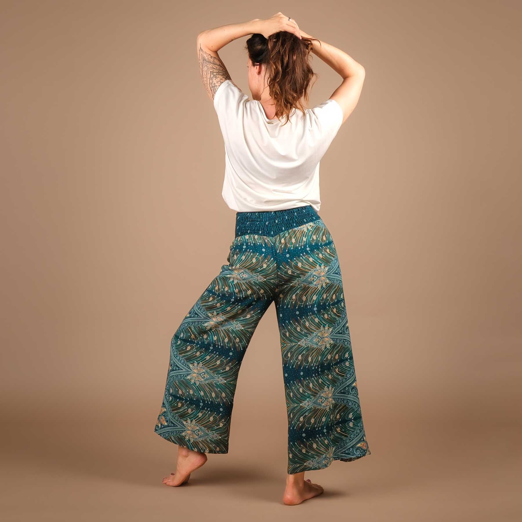 Pantalon palazzo marlène Feather turquoise