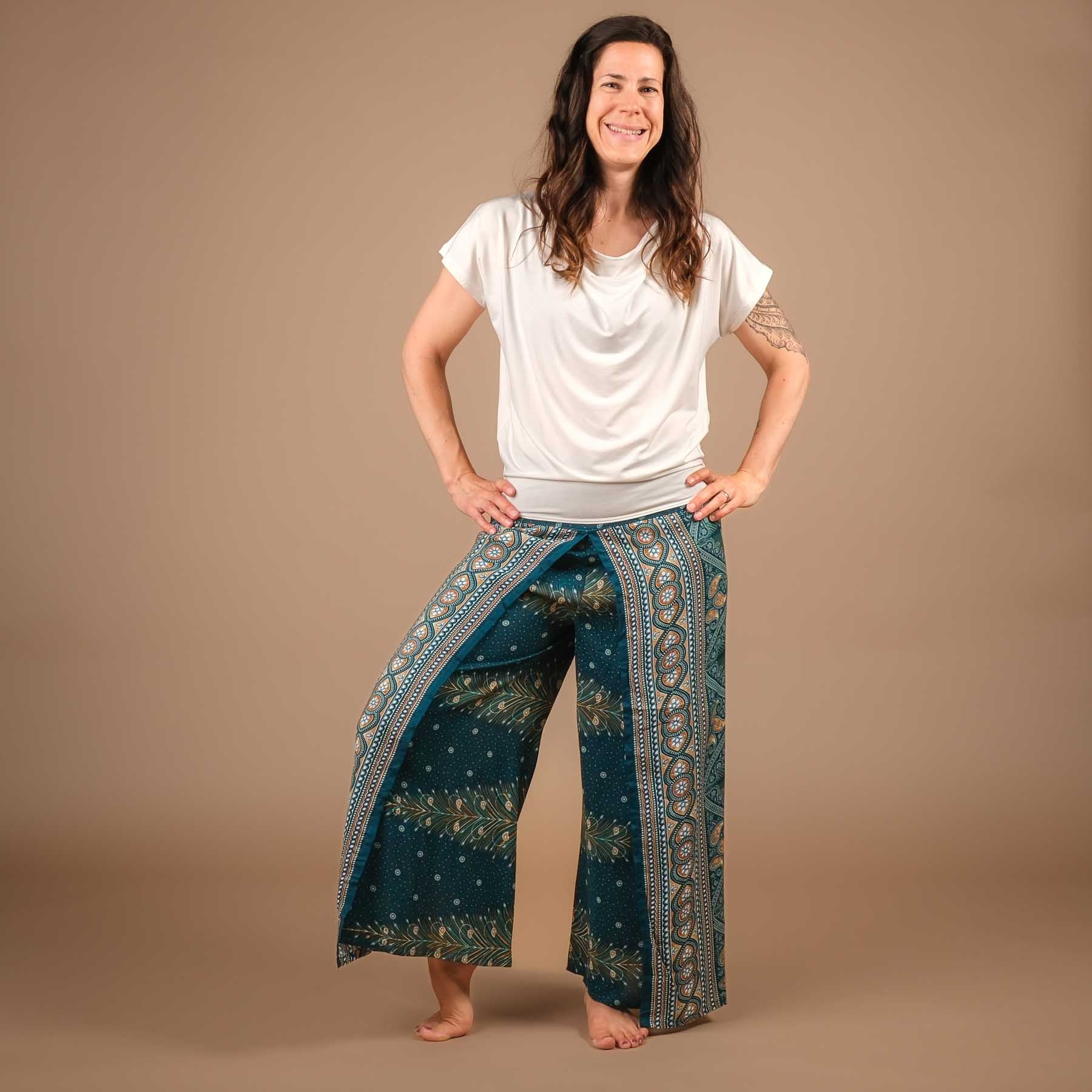 Pantalon palazzo marlène Feather turquoise