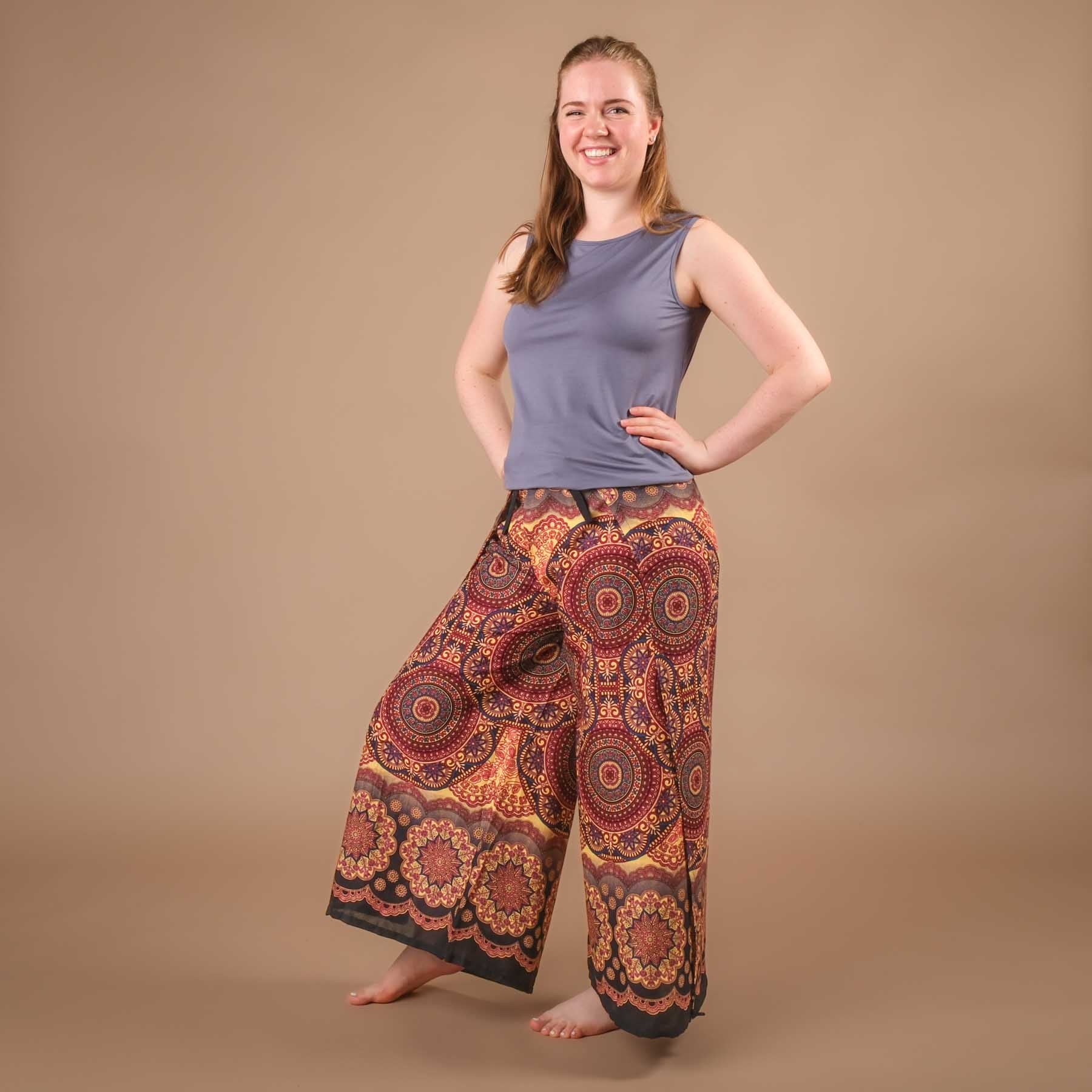 Palazzo Wrap Pantalon Mandala berry tissu léger et aéré