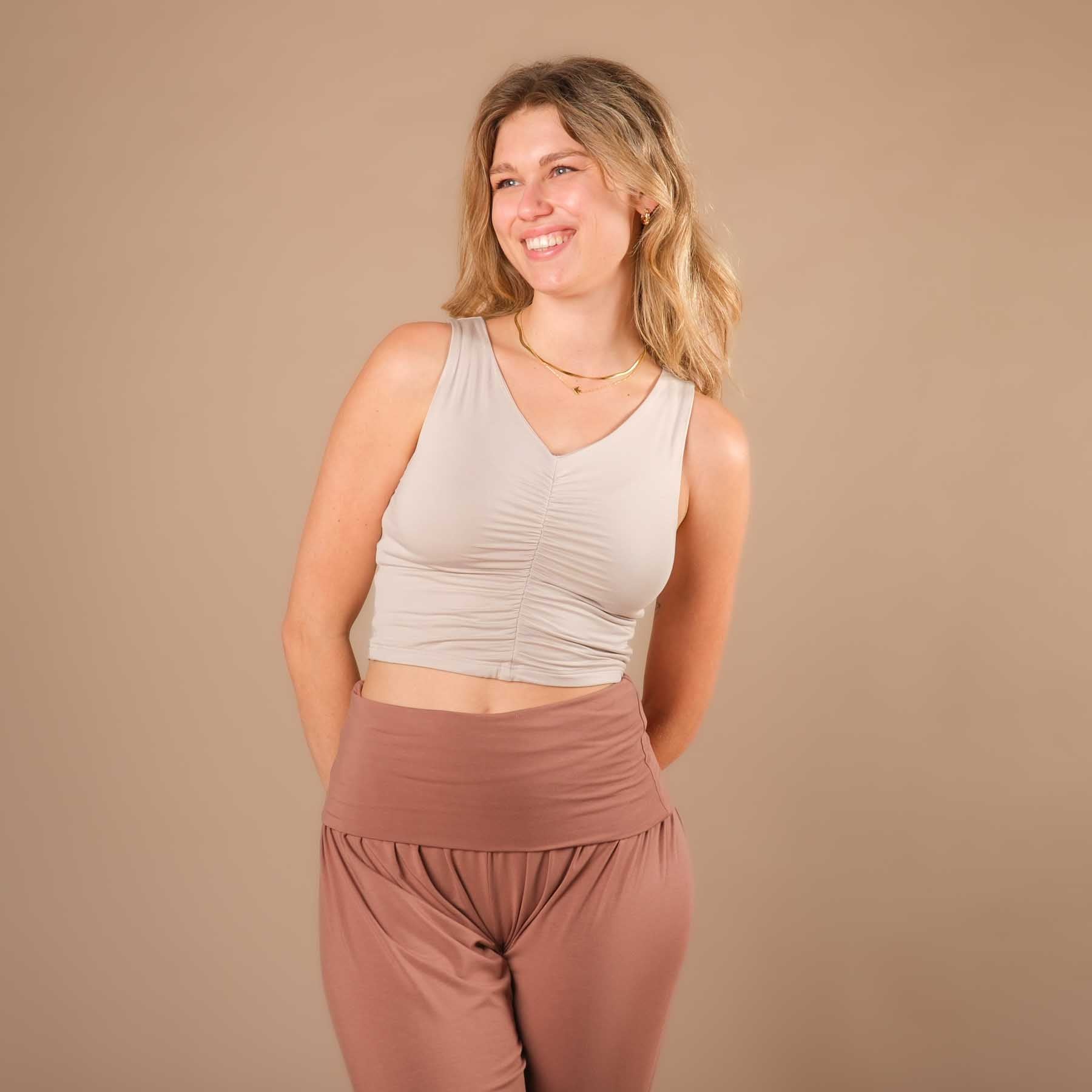 Crop Top d'été froncé Comfy sable