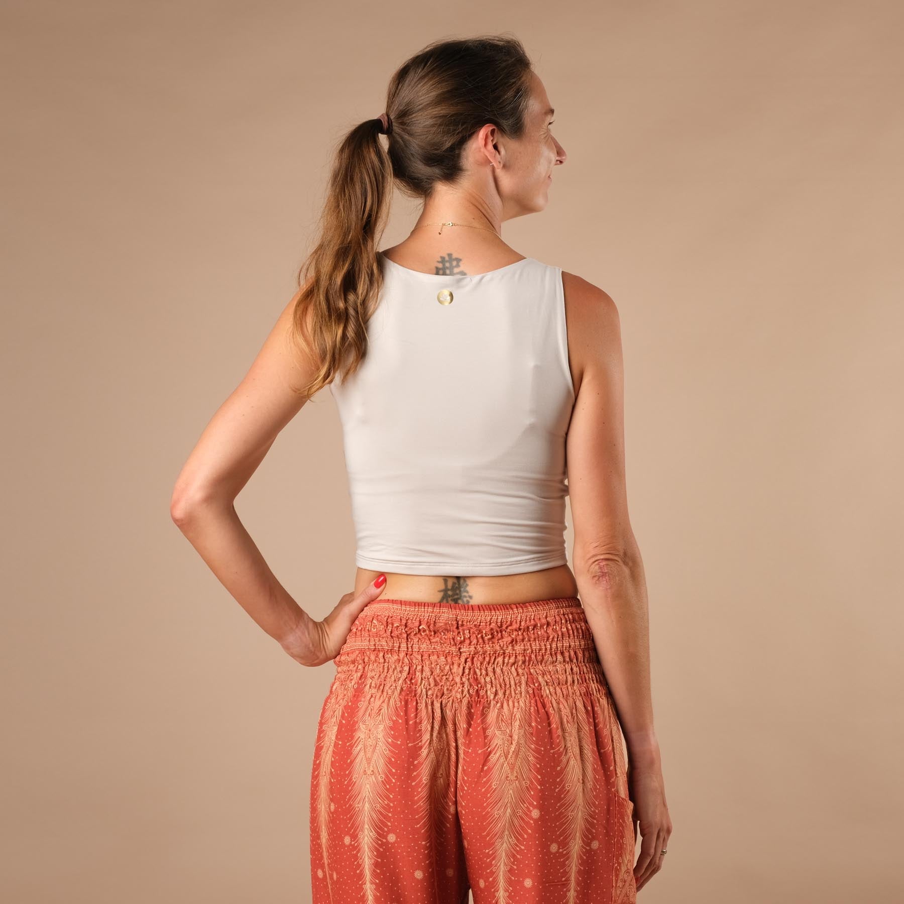 Crop Top d'été froncé Comfy sable