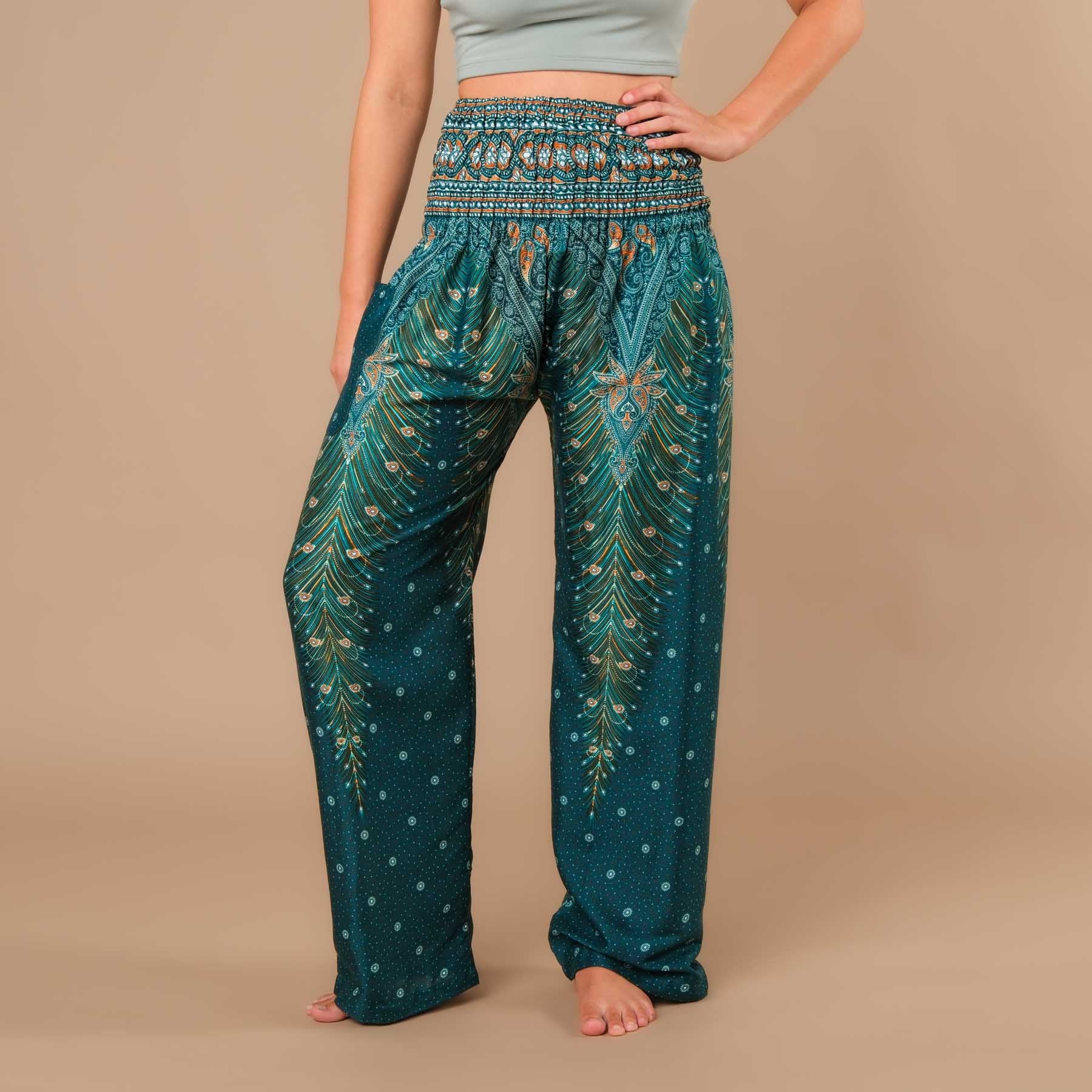 Pantalon d'été Palazzo Plume turquoise