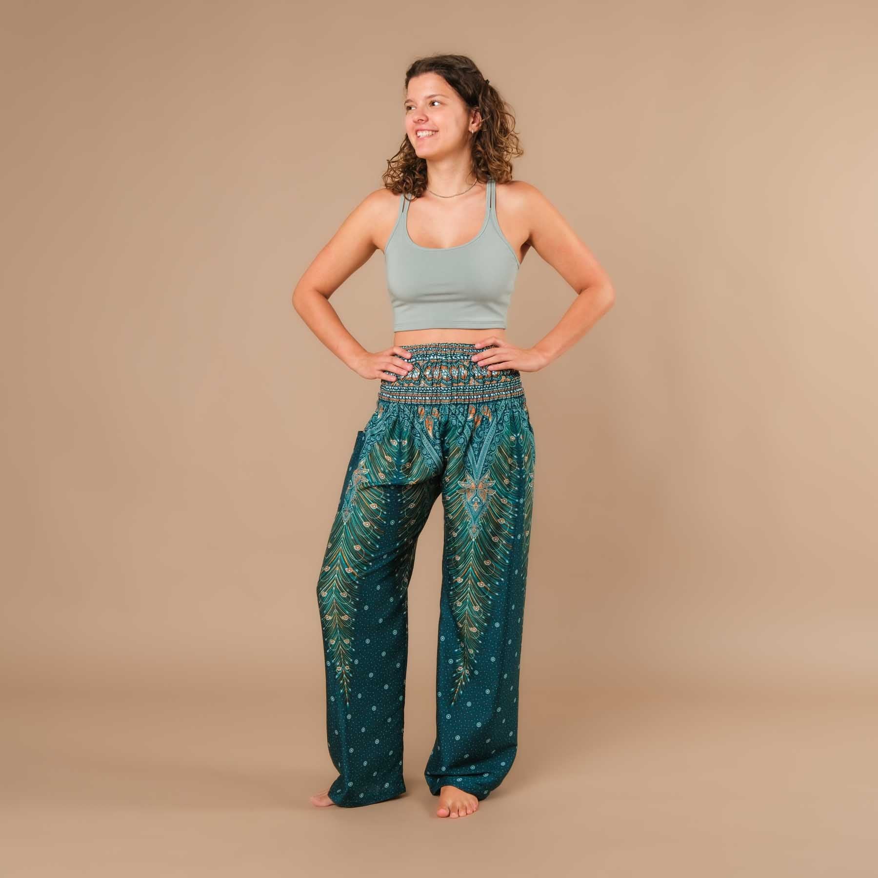 Pantalon d'été Palazzo Plume turquoise