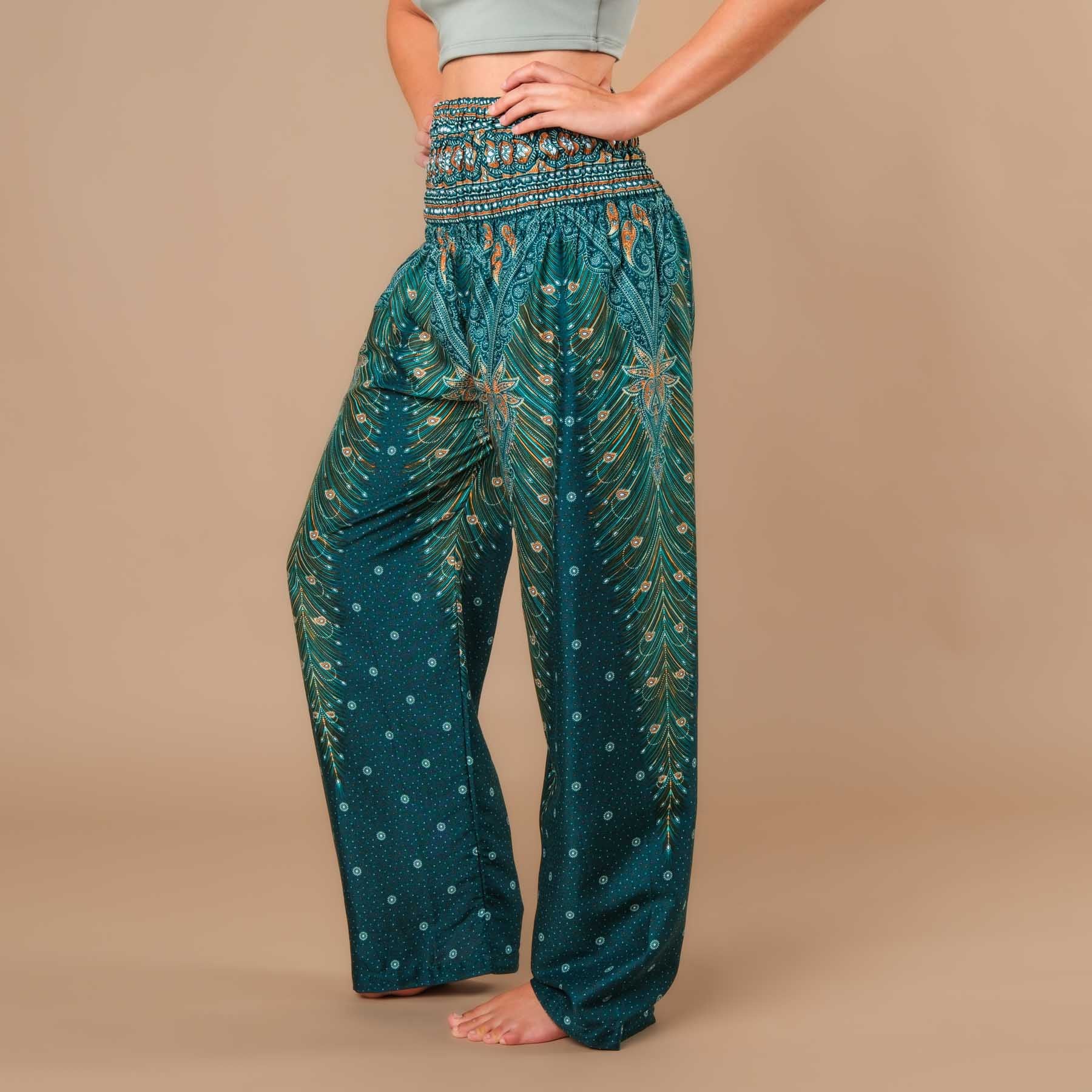 Pantalon d'été Palazzo Plume turquoise