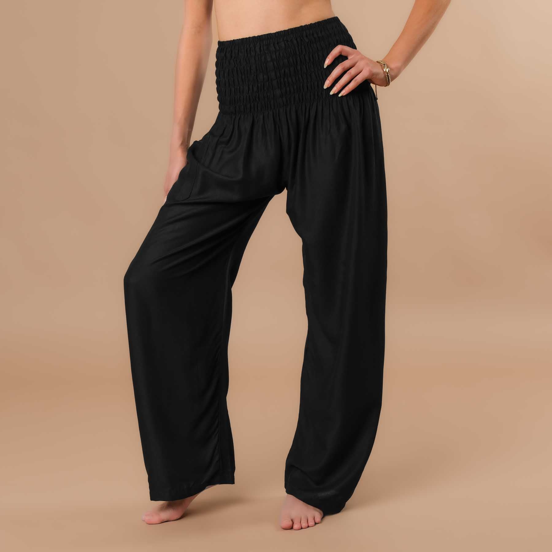 Pantalon d'été Palazzo uni noir