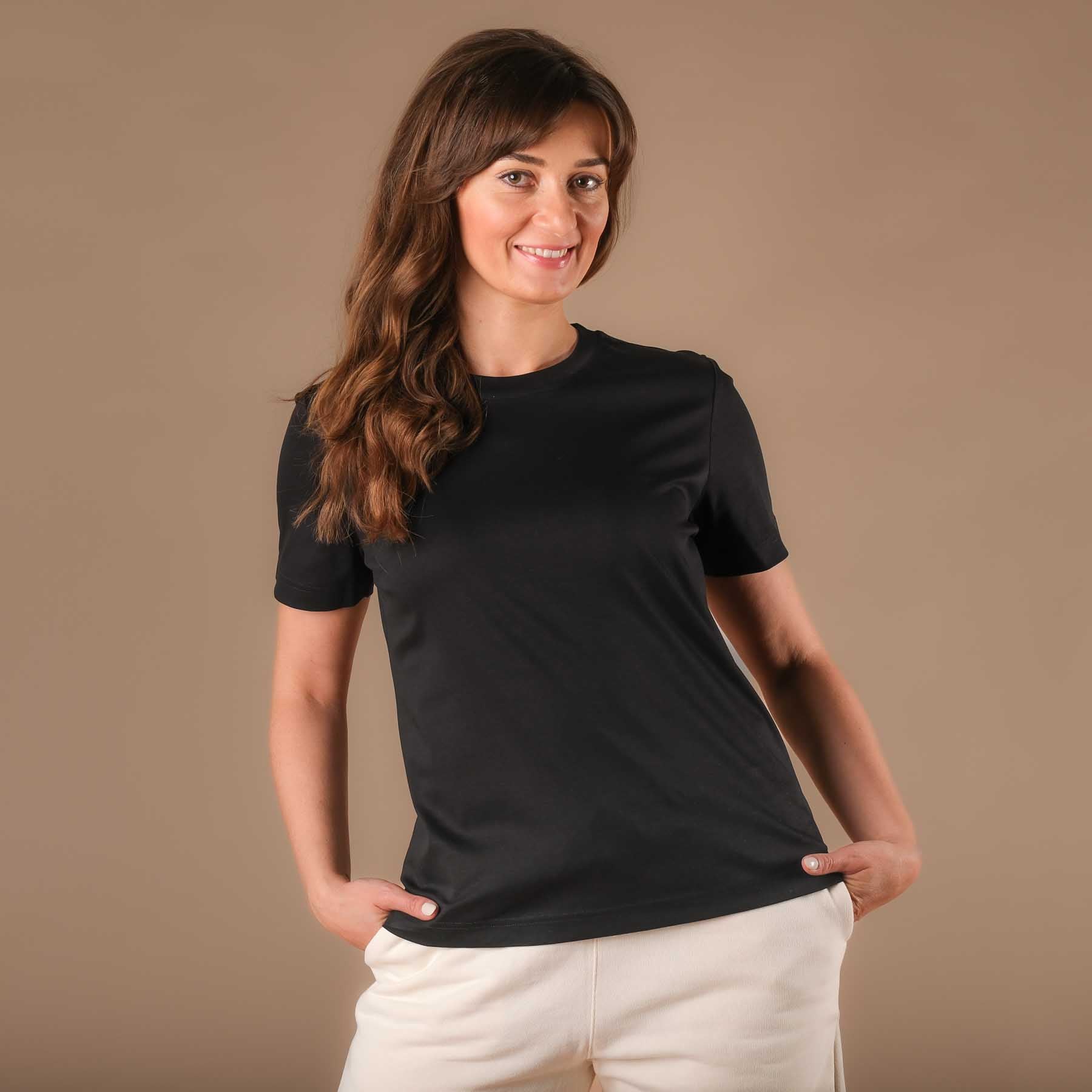 T-shirt de yoga Elegance à manches courtes noir