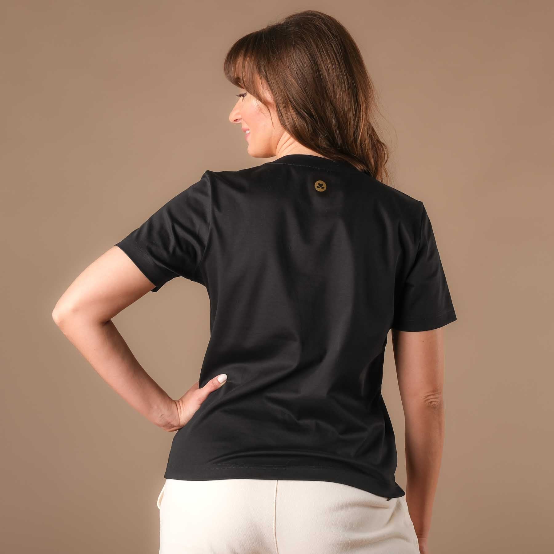 T-shirt de yoga Elegance à manches courtes noir