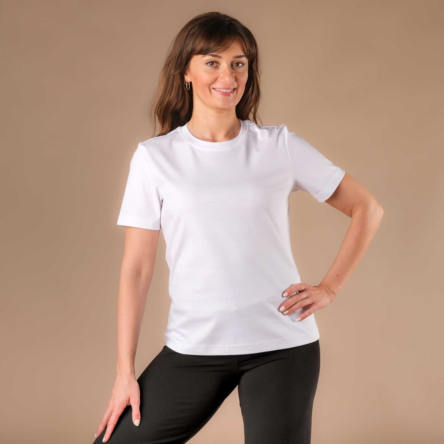 T-shirt de yoga Elegance à manches courtes blanc