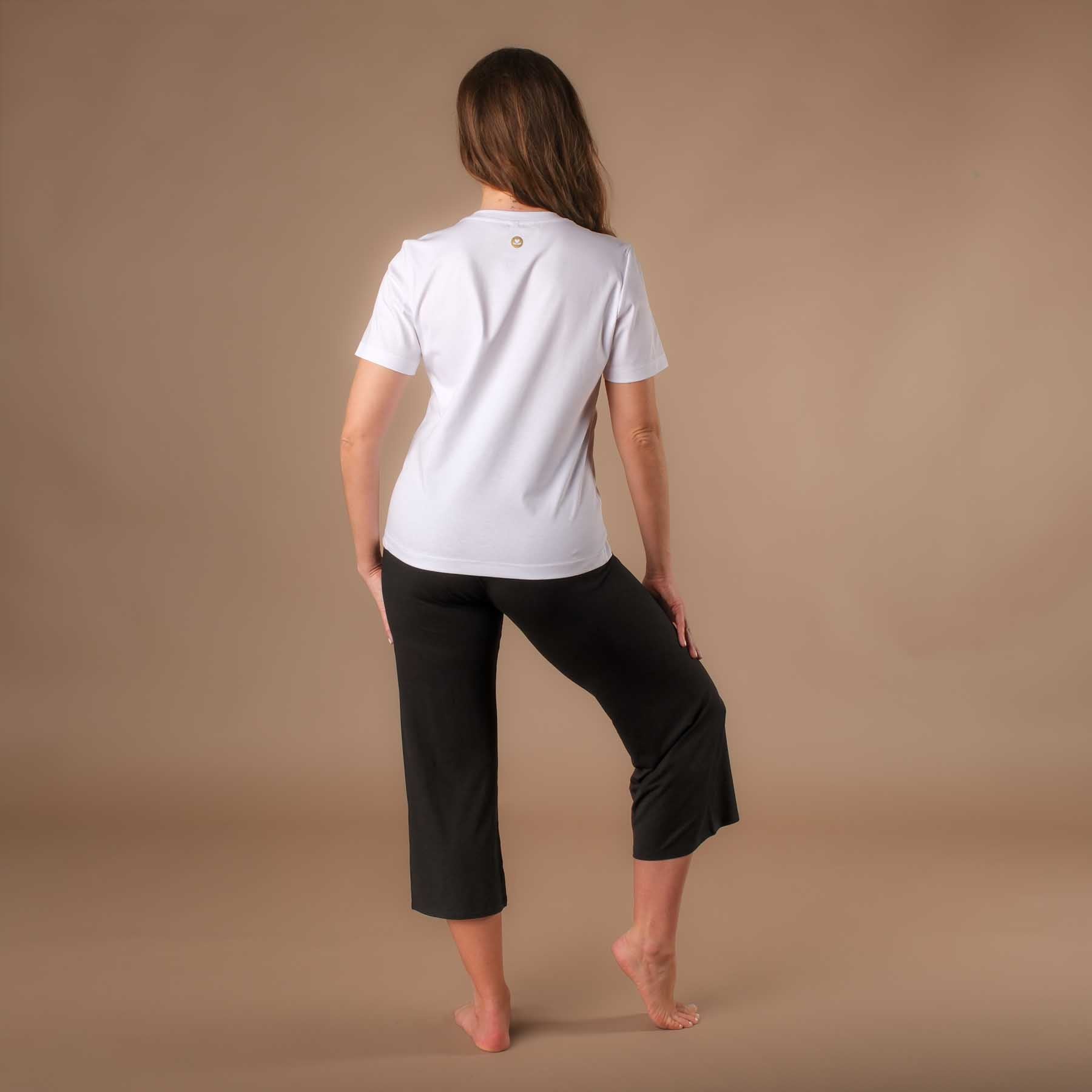 T-shirt de yoga Elegance à manches courtes blanc