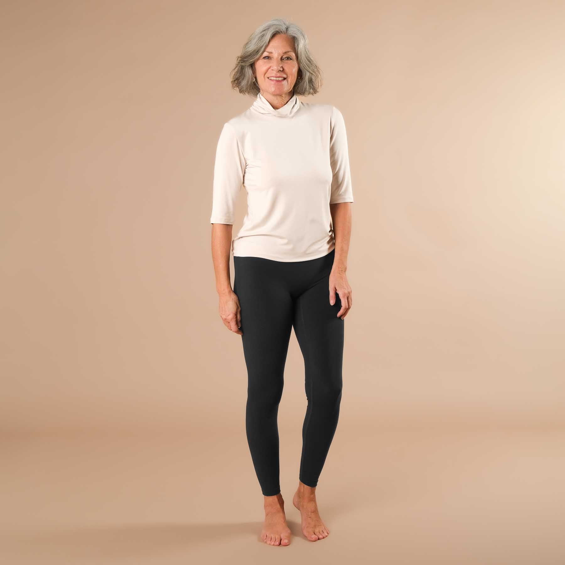 Yoga Turtleneck col chemise à manches courtes sable