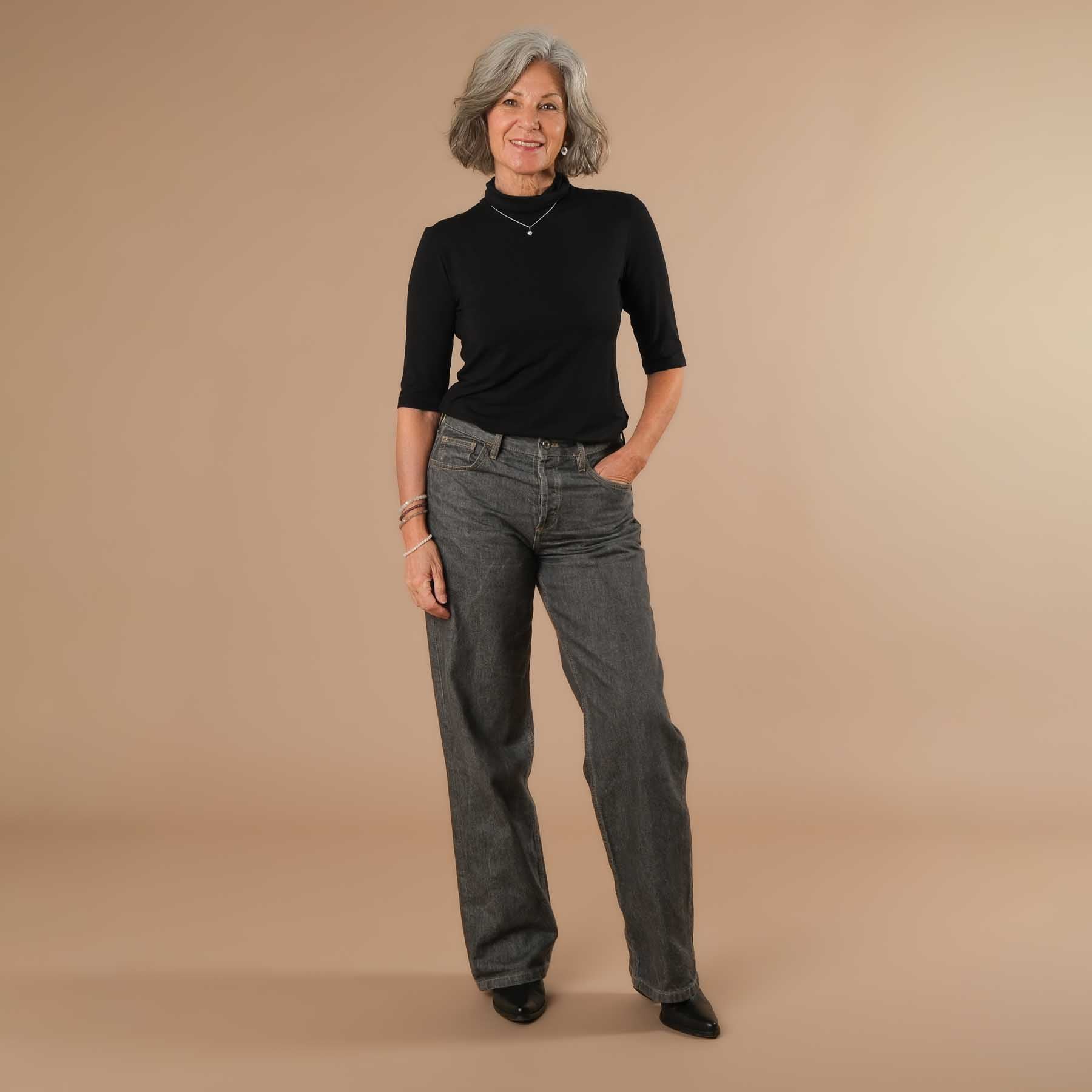 Yoga Turtleneck Col Shirt manches courtes noir