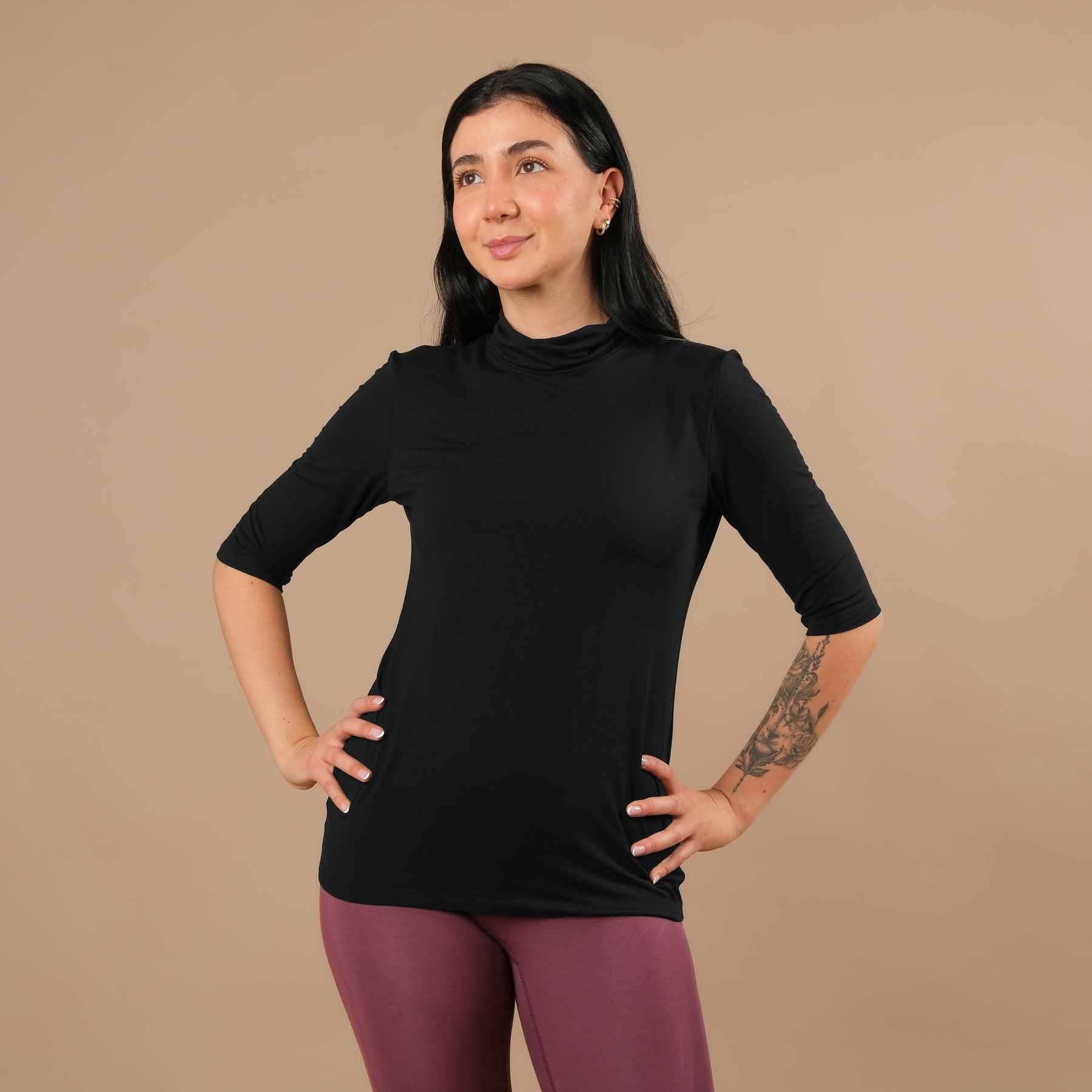 Yoga Turtleneck Col Shirt manches courtes noir